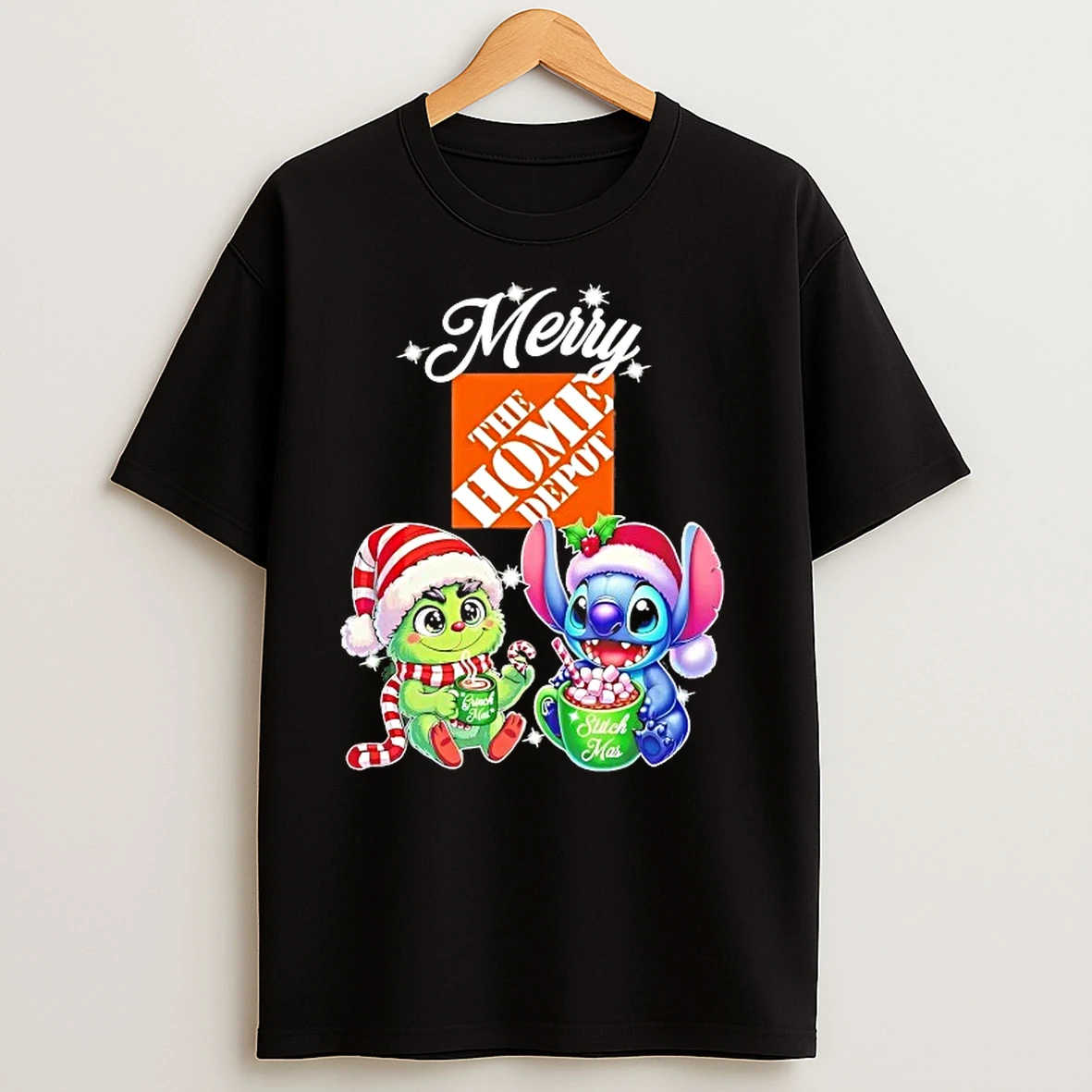 Grinch And Stitch Home Depot Merry Christmas T Shirts
