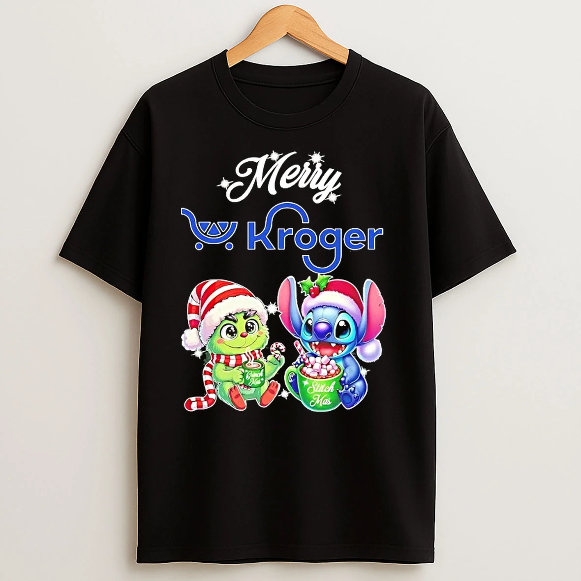 Grinch And Stitch Kroger Merry Christmas T Shirts