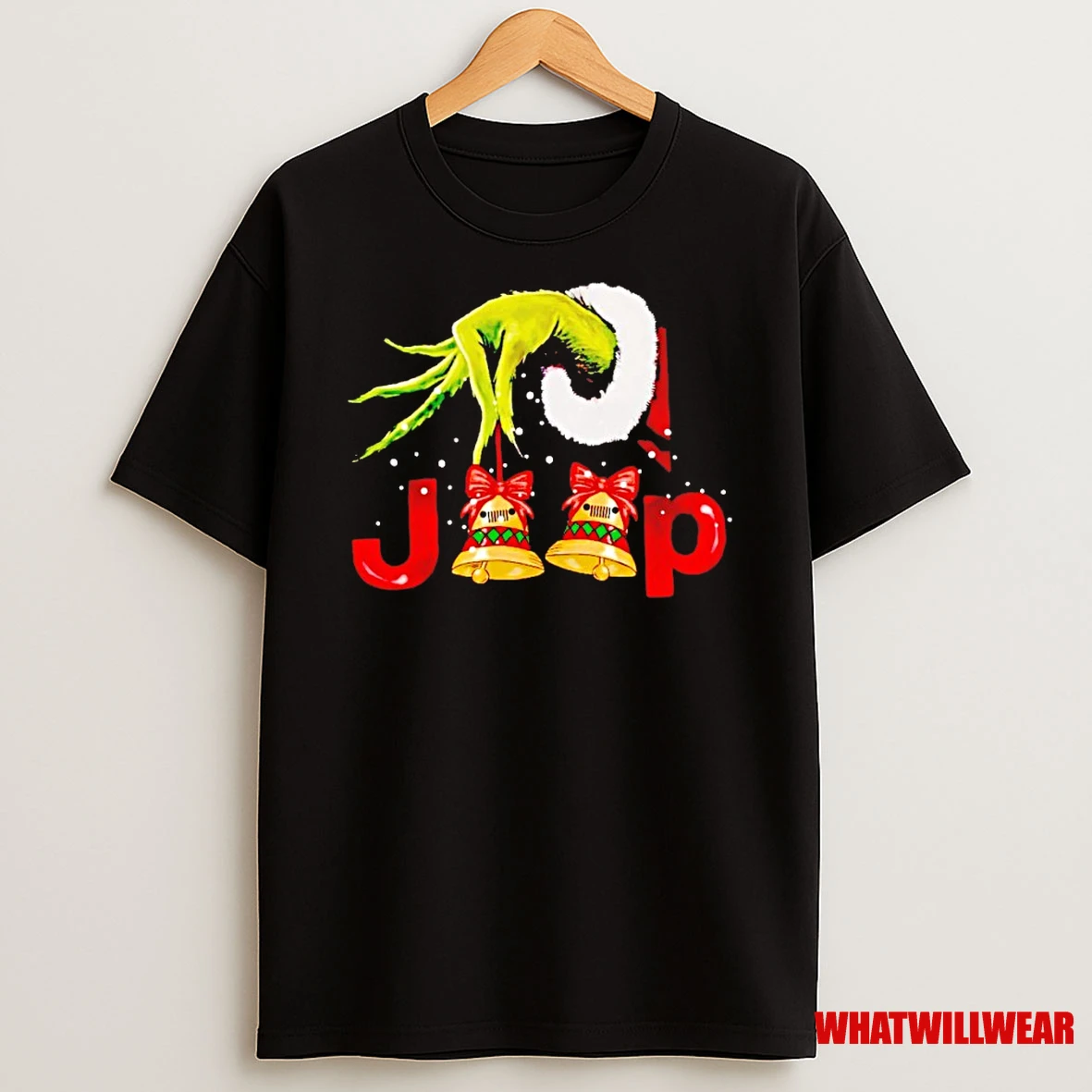 Grinch Hand Jeep Bell Christmas Shirts