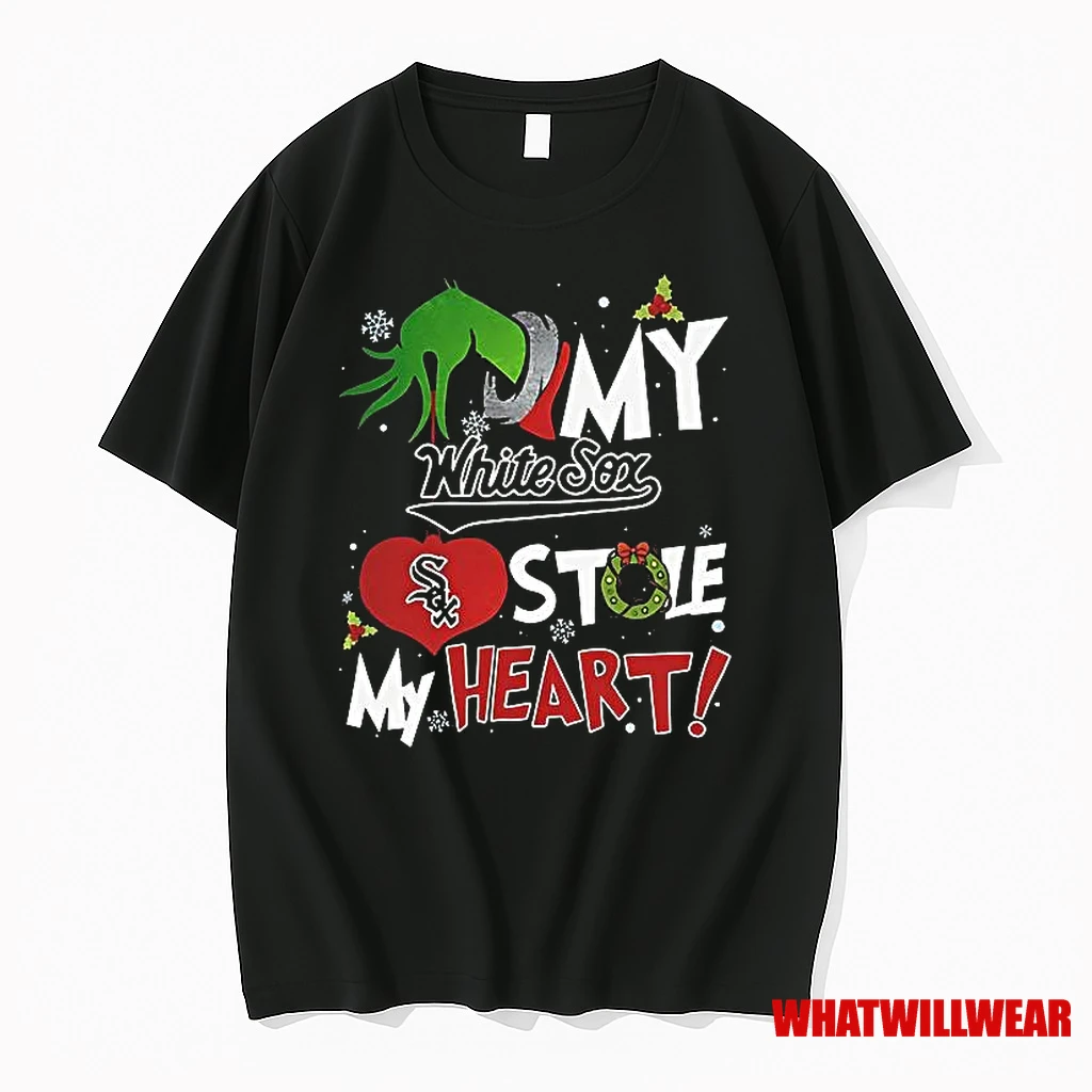 Grinch Hand My Chicago White Sox Stole My Heart Christmas Shirts