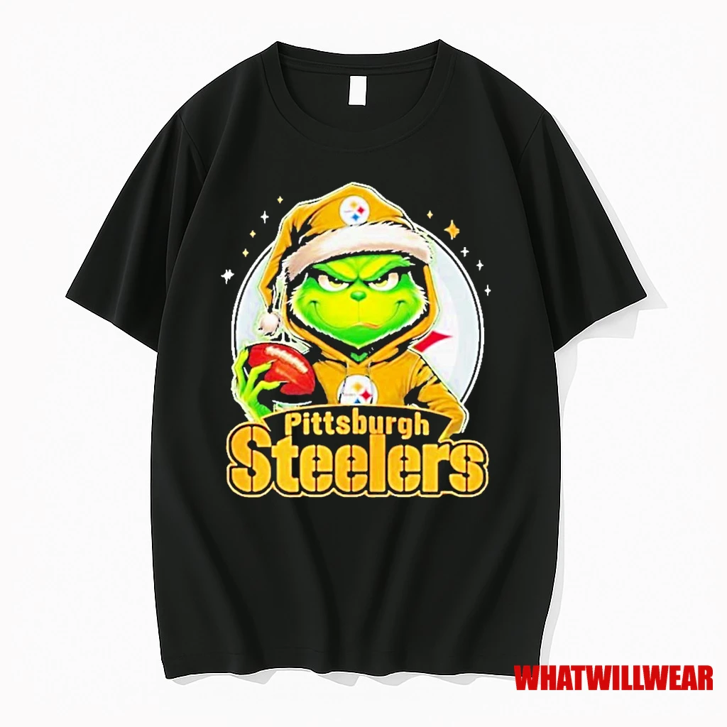 Grinch Hat Santa Pittsburgh Steelers Merry Christmas Logo Shirts