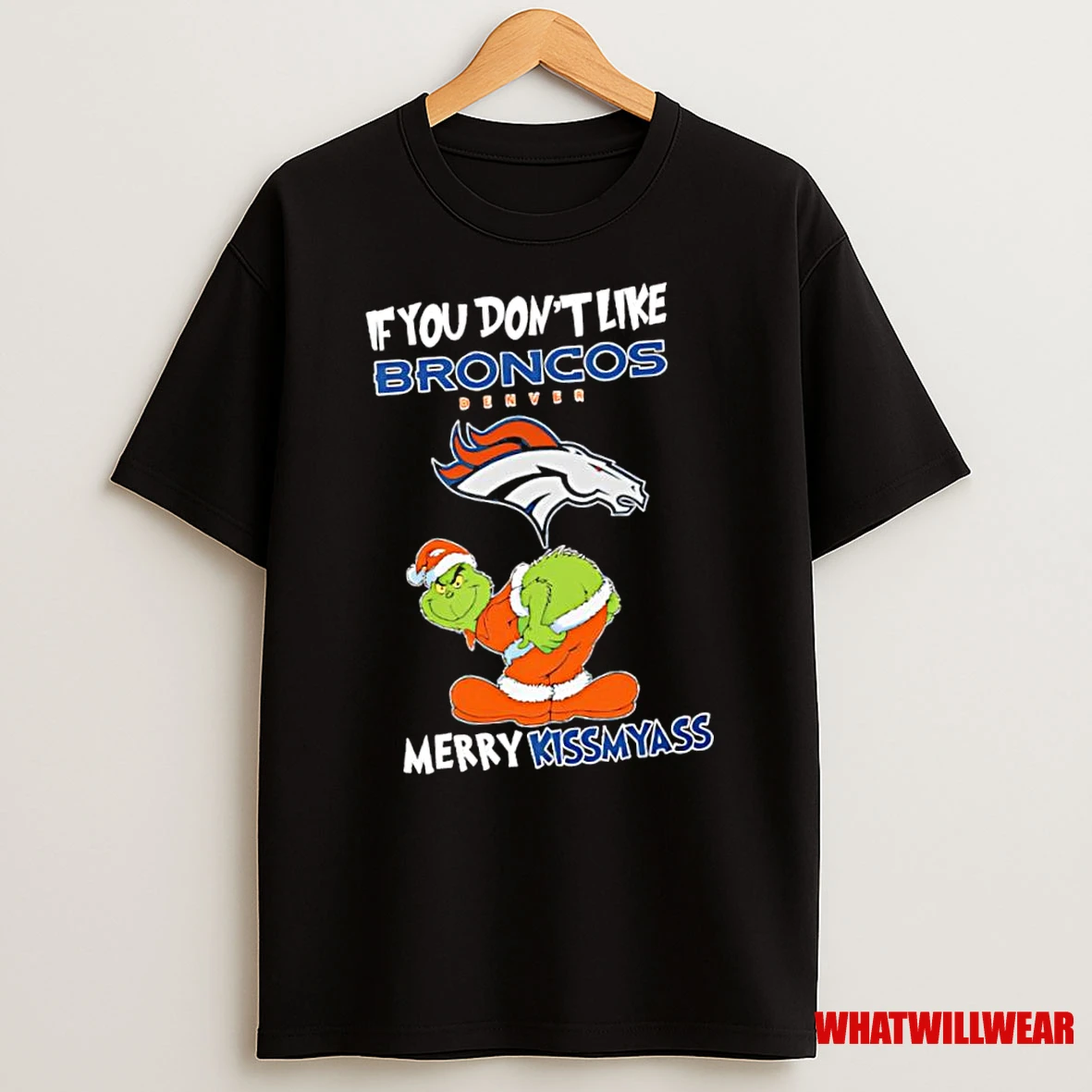Grinch If You Dont Like Denver Broncos Logo Merry Kissmyass Shirts