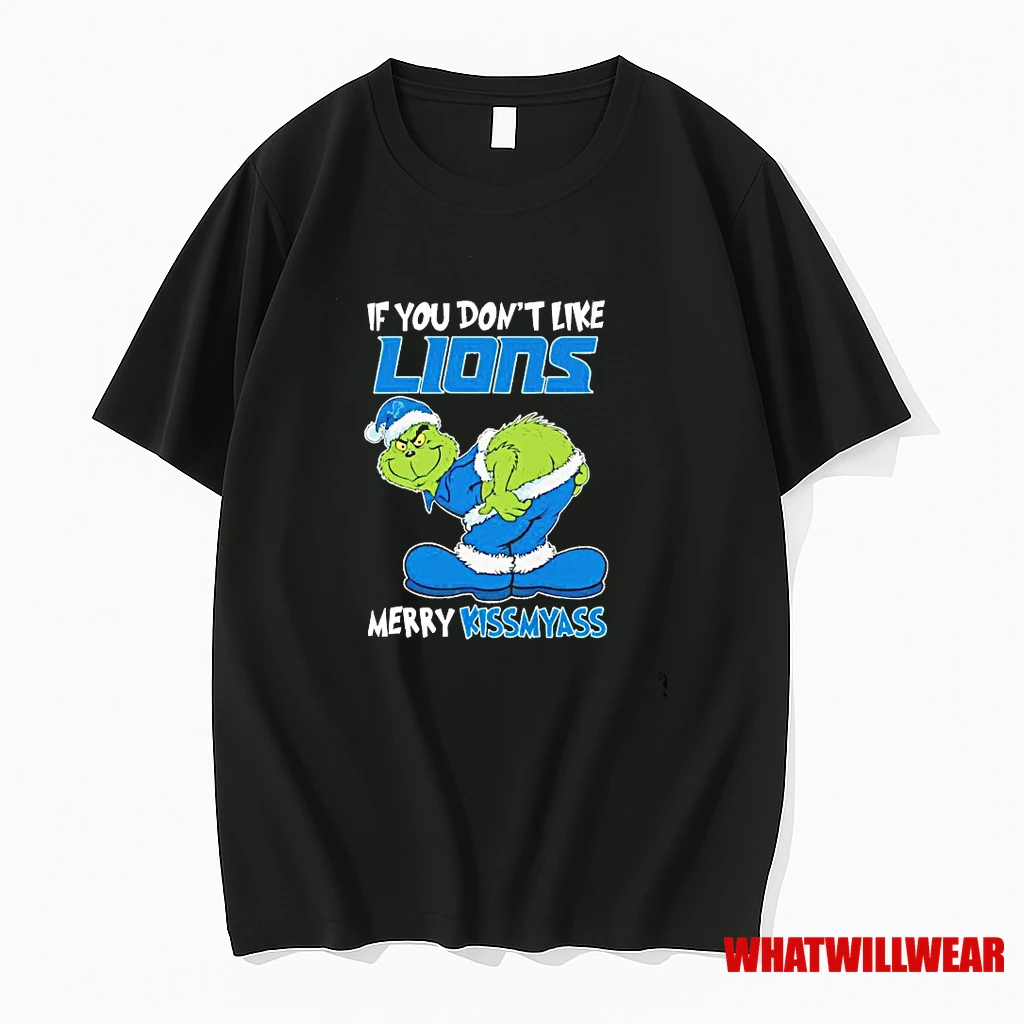 Grinch If You Dont Like Detroit Lions Merry Kissmyass Christmas Shirts