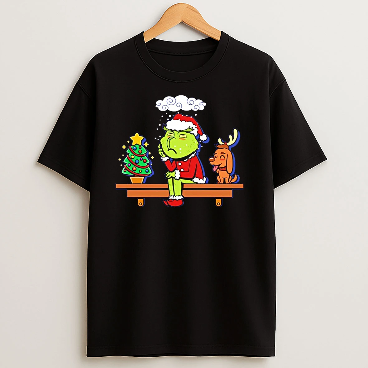 Grinch On The Shelf Christmas Cartoon T Shirts