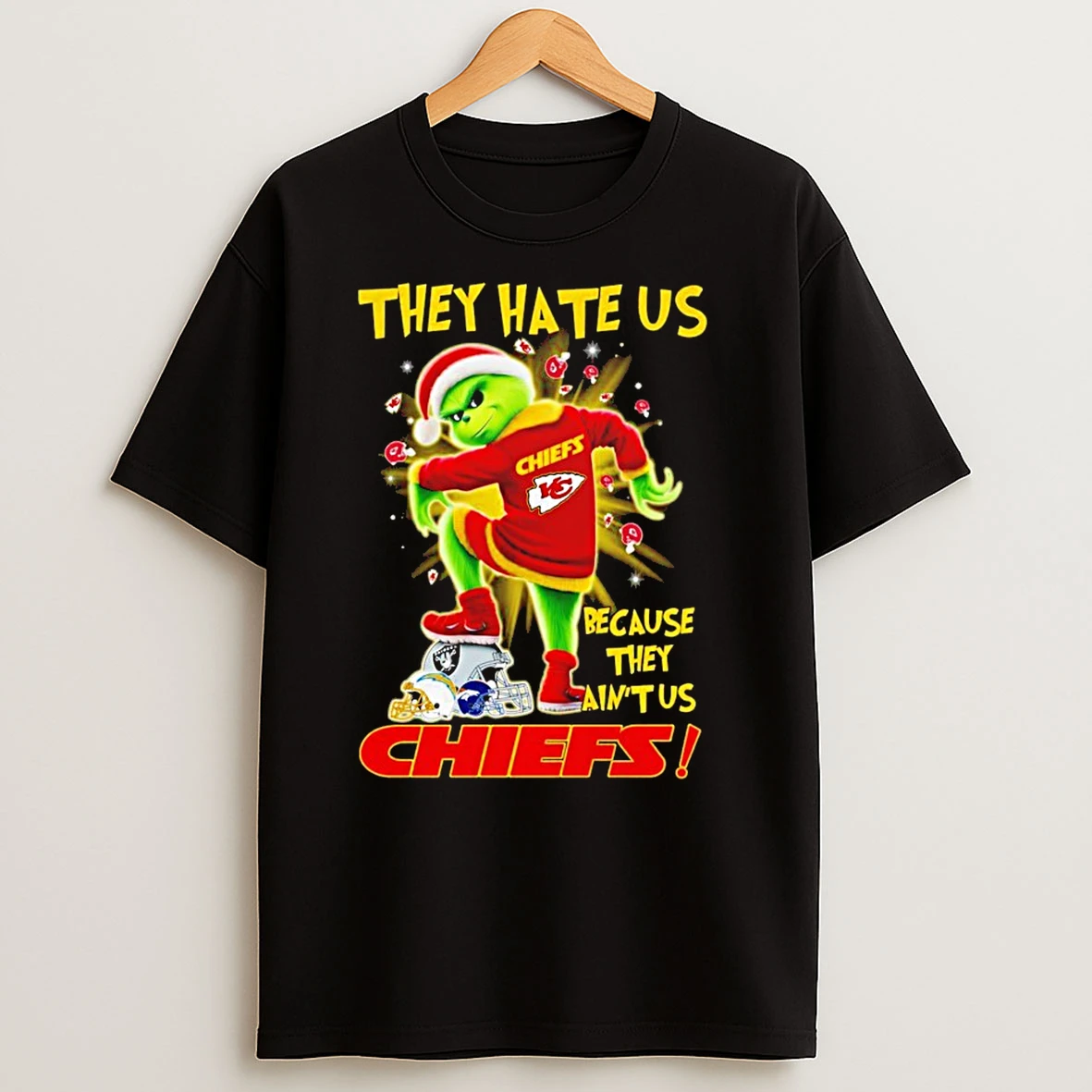 Grinch They Hate Us Because They Aint Us Chiefs Christmas T Shirts