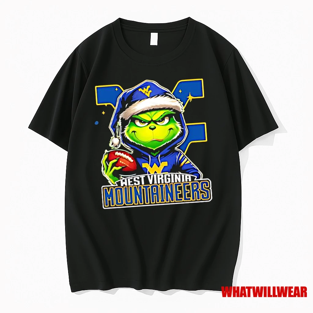 Grinch Wearing With West Virginia Mountaineers Logo Shirts