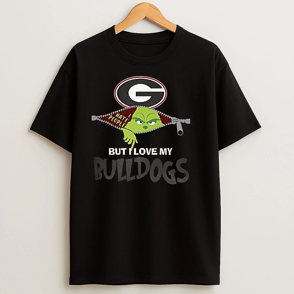 Grinch Zipper I Hate People But I Love My Georgia Bulldogs Football Christmas T Shirts