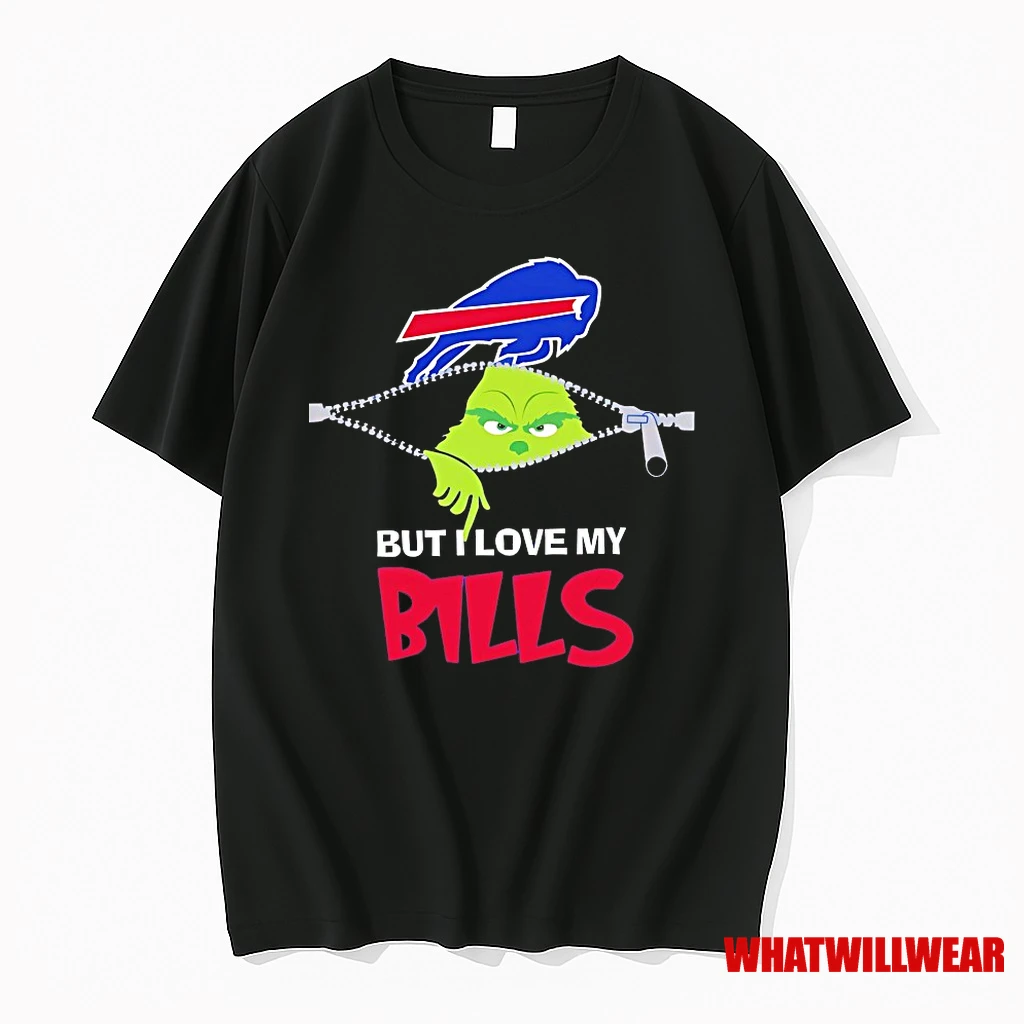 Grinch Zipper But I Love My Buffalo Bills Christmas Shirts