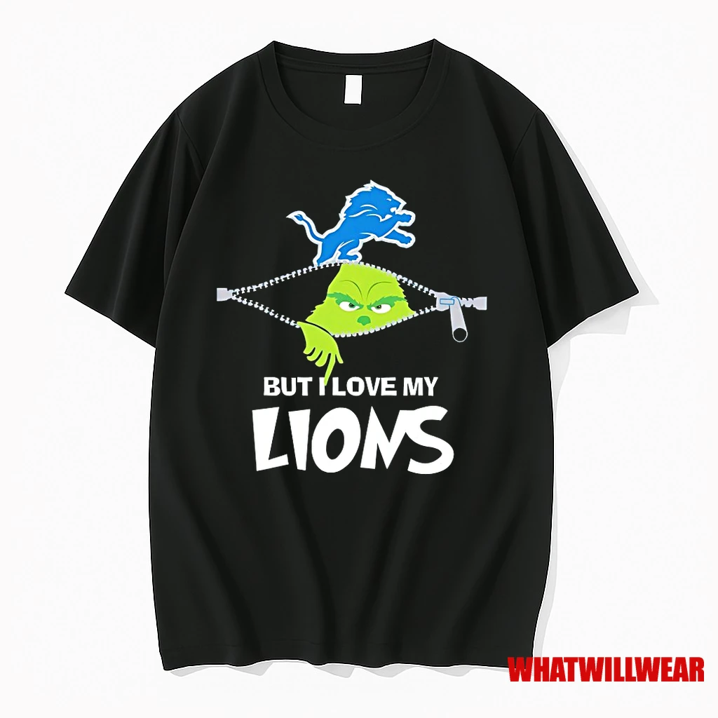 Grinch Zipper But I Love My Detroit Lions Christmas Shirts