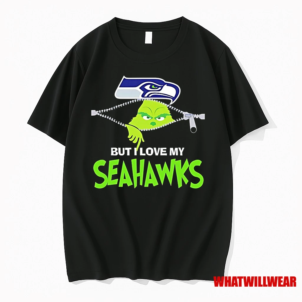 Grinch Zipper But I Love My Seattle Seahawks Christmas Shirts