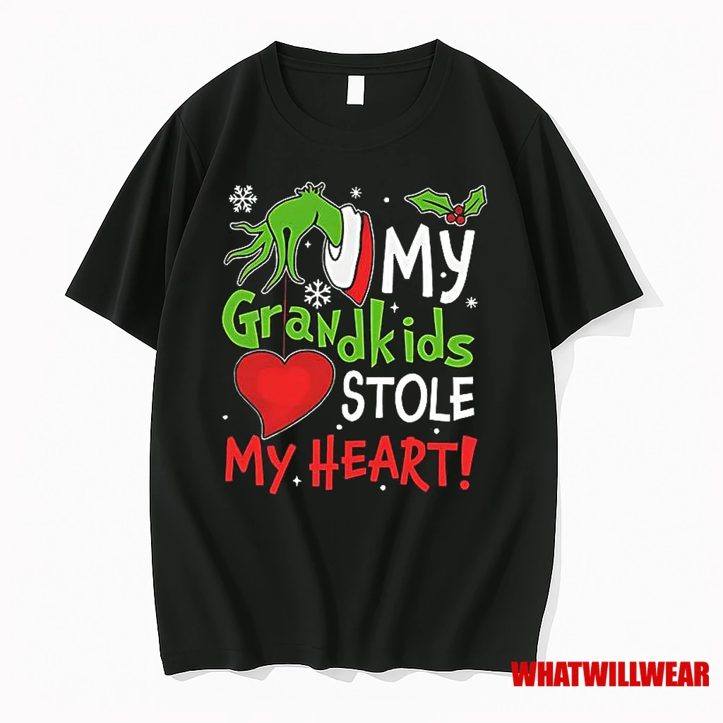 Grinchmas My Grandkids Stole My Heart Merry Christmas Shirts