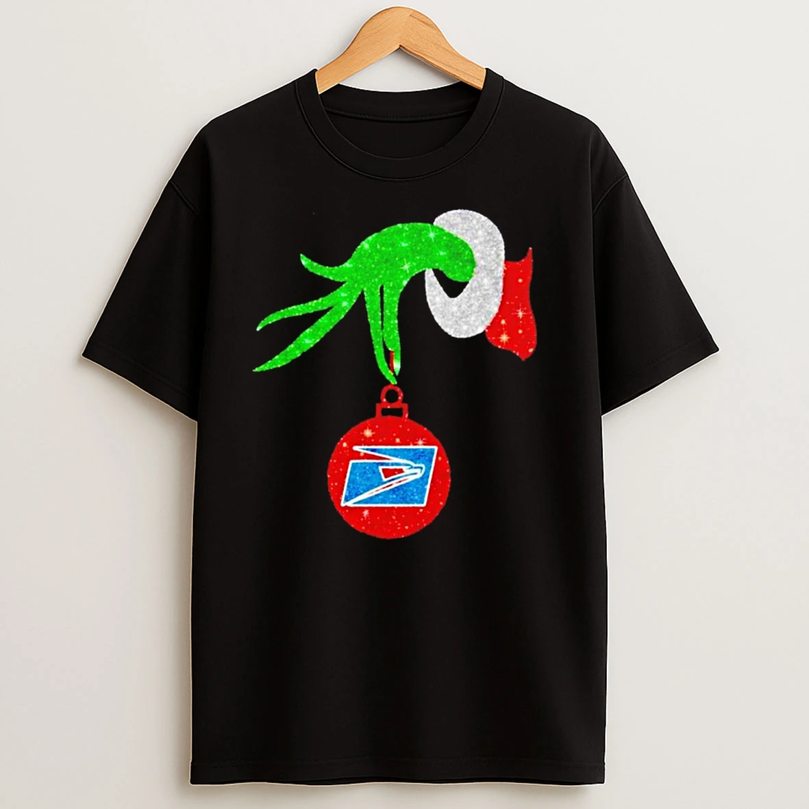 Grinchs Post Office Christmas Glitter T Shirts