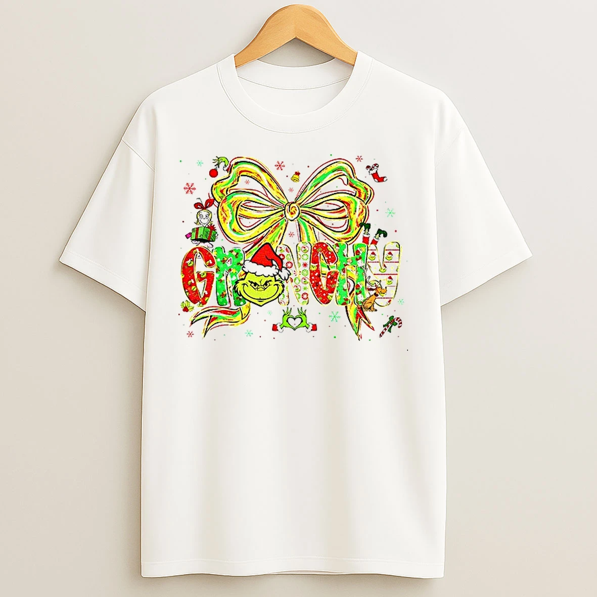 Grinchy Coquette Bow Coquette Christmas Movie Christmas T Shirts