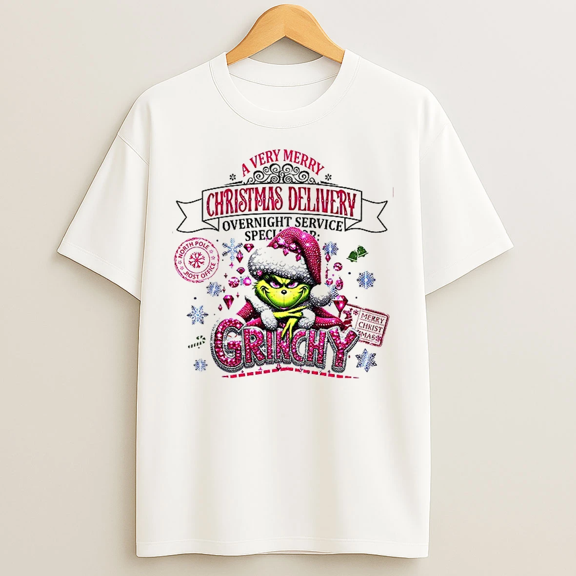 Grinchy A Very Merry Christmas Delivery Overnight Service Xmas T Shirts