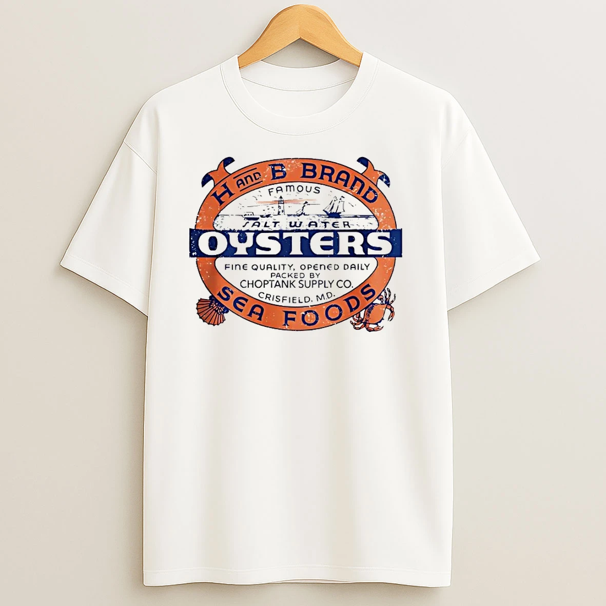 H And B Brand Oysters Maryland Seafood Capital T Shirts