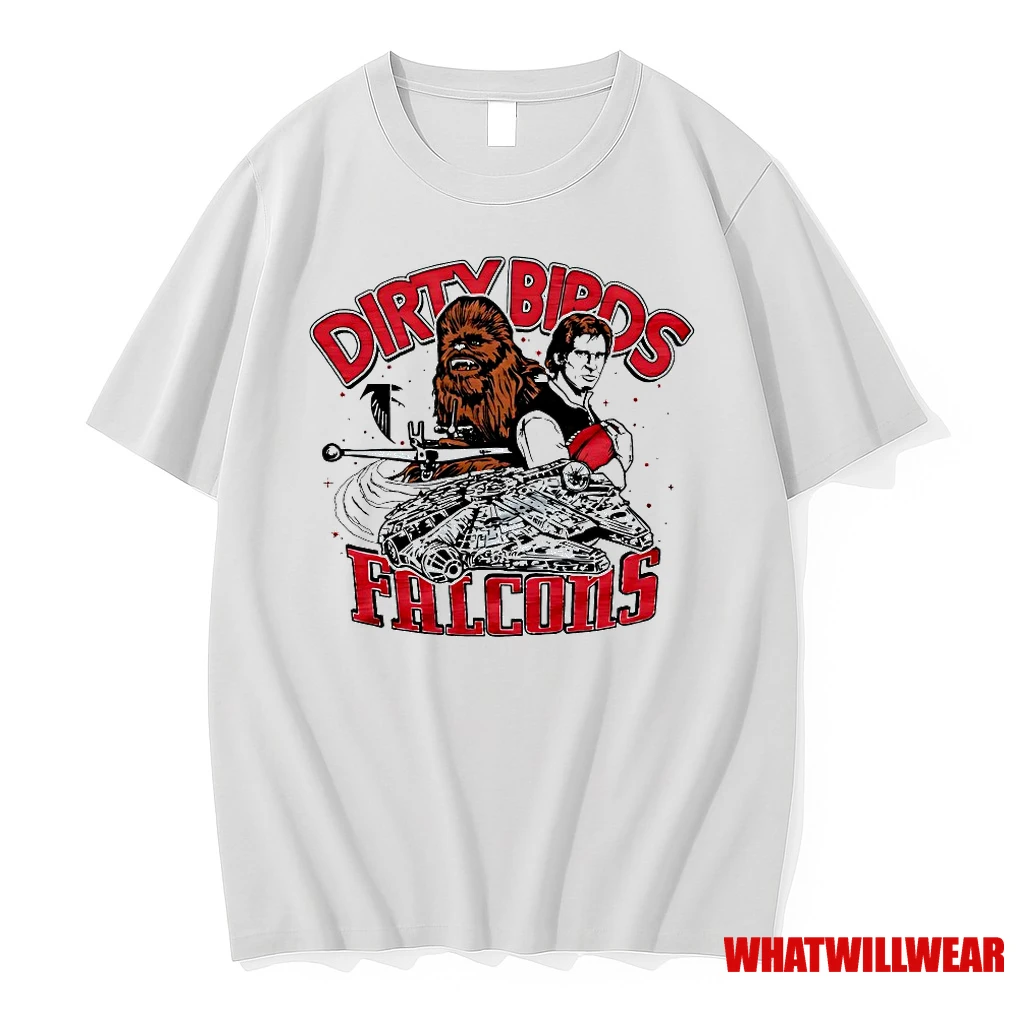 Han Solo Chewbacca And Millennium Falcon Star Wars X Atlanta Falcons Dirty Birds Shirts