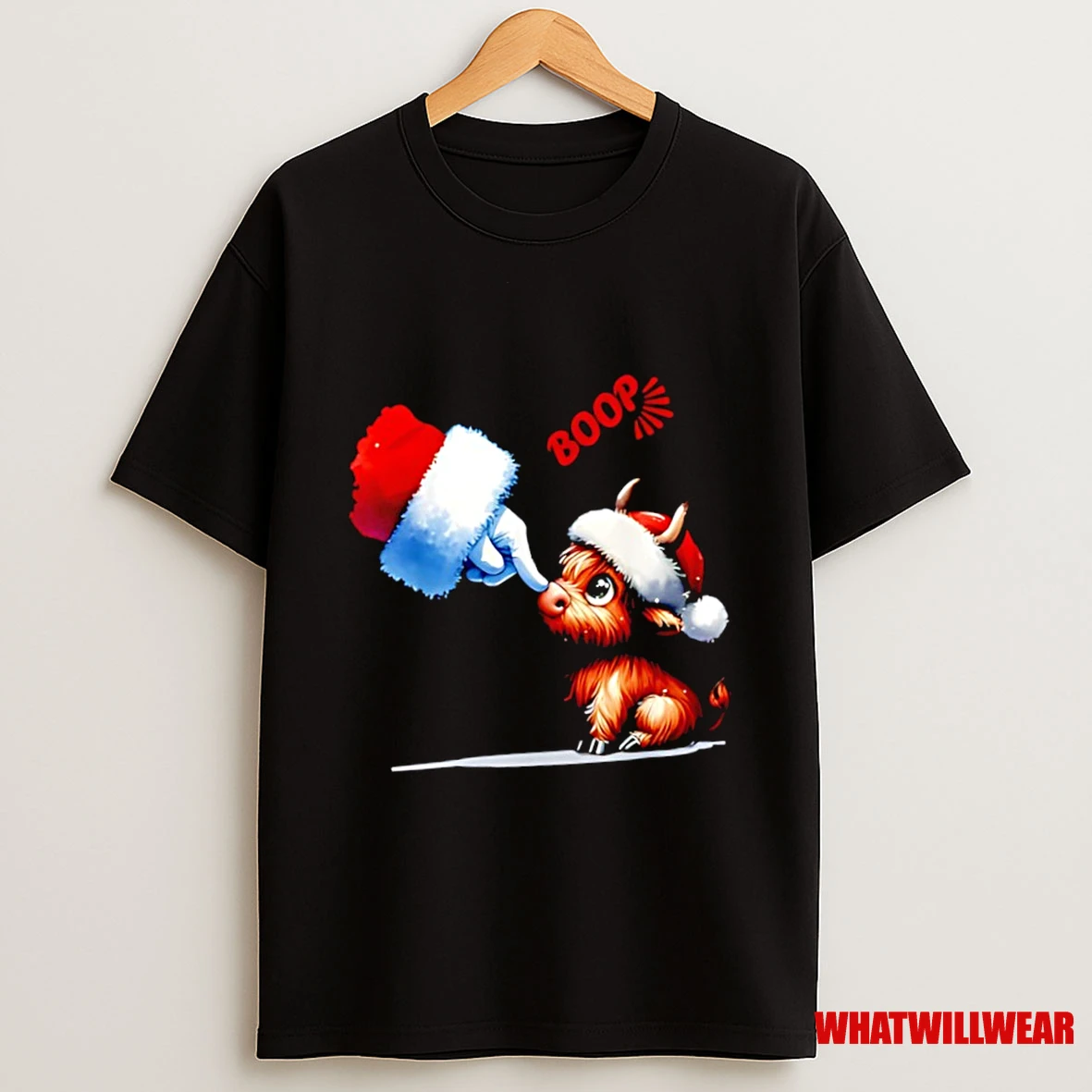 Hand Boop Christmas Highland Cow Santa Farmer Animal Western Shirts