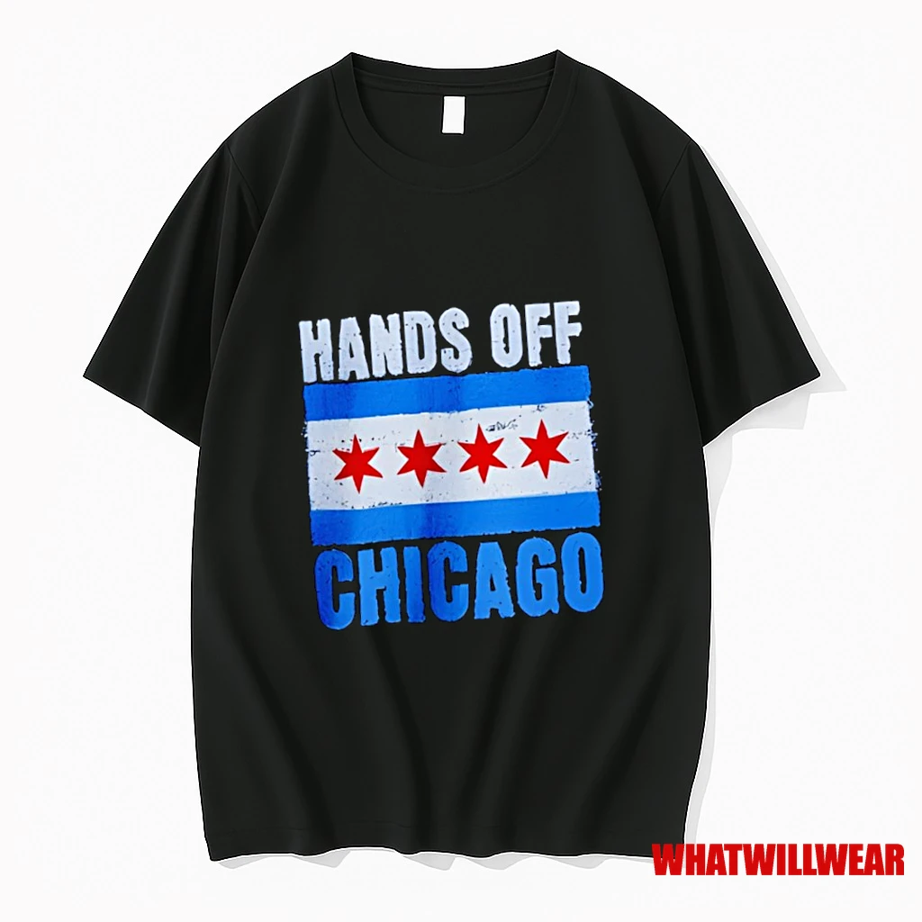 Hands Off Chicago Flag Graphic Retro Shirts
