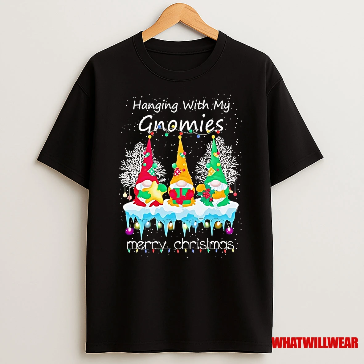 Hanging With My Gnomies Merry Christmas Lights Shirts
