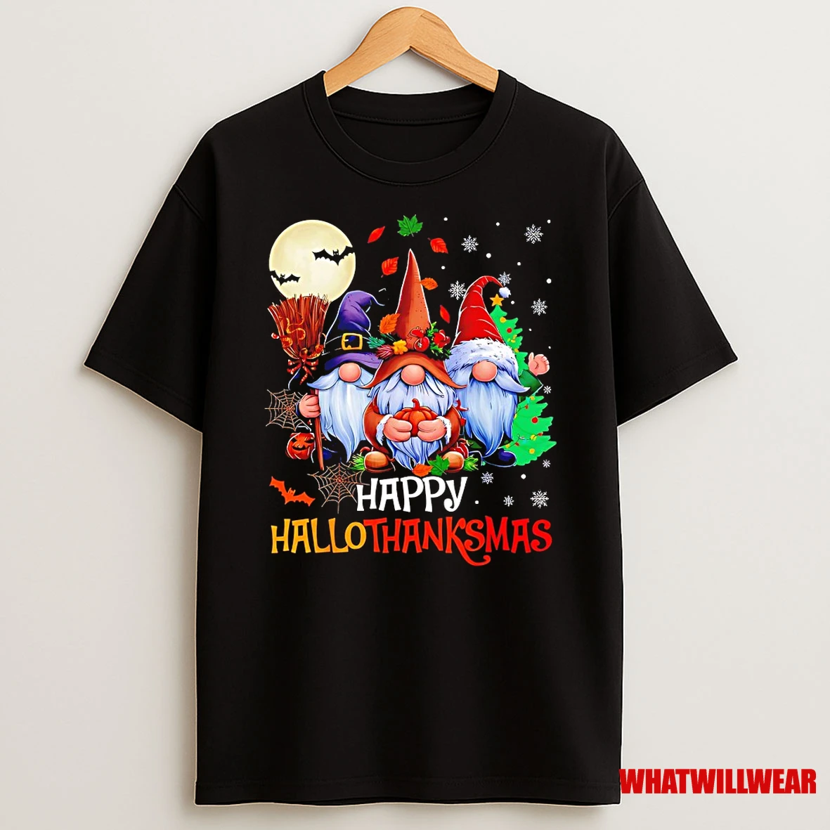 Happy Hallothanksmas Holiday Gnomes Halloween Thanksgiving Christmas Shirts