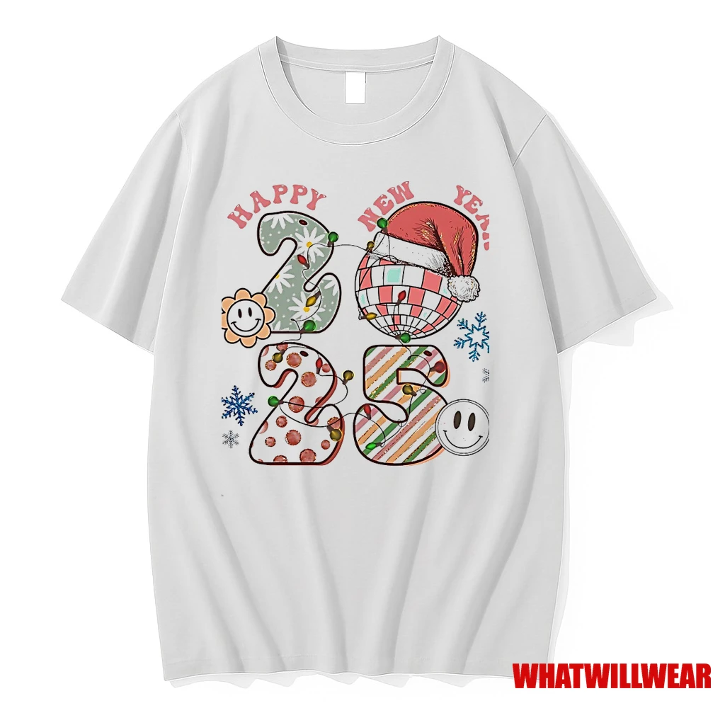 Happy New Year 2025 Disco Ball Retro Christmas Shirts