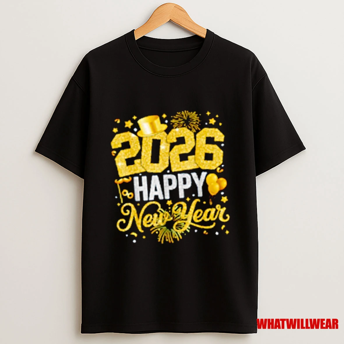 Happy New Year Party 2026 Ballon Family Shirts