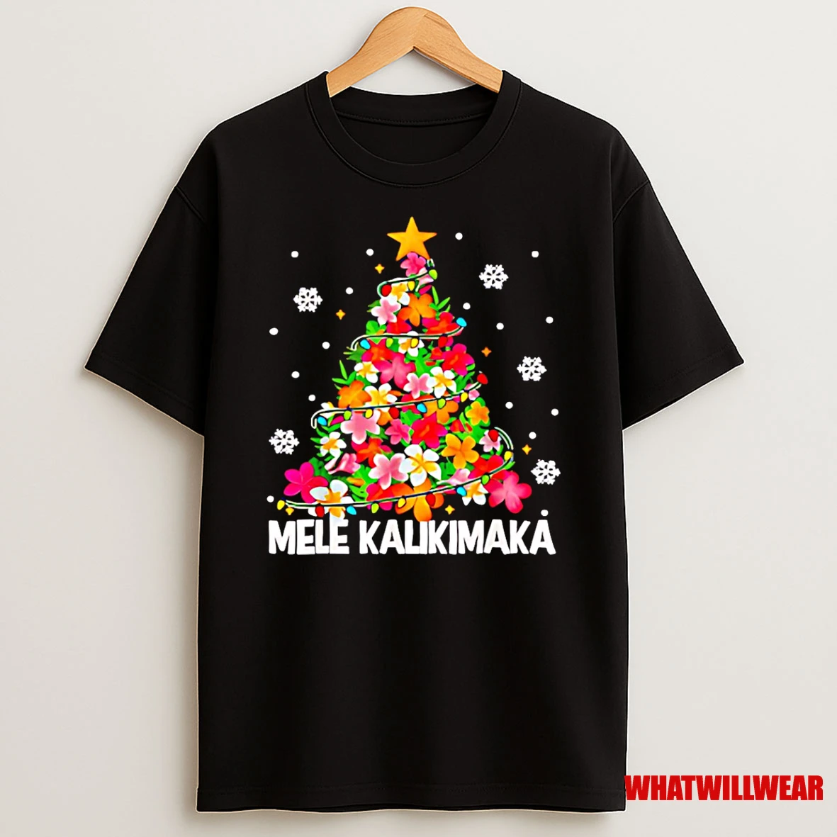 Hawaiian Floral Christmas Tree Mele Kalikimaka Christmas Shirts