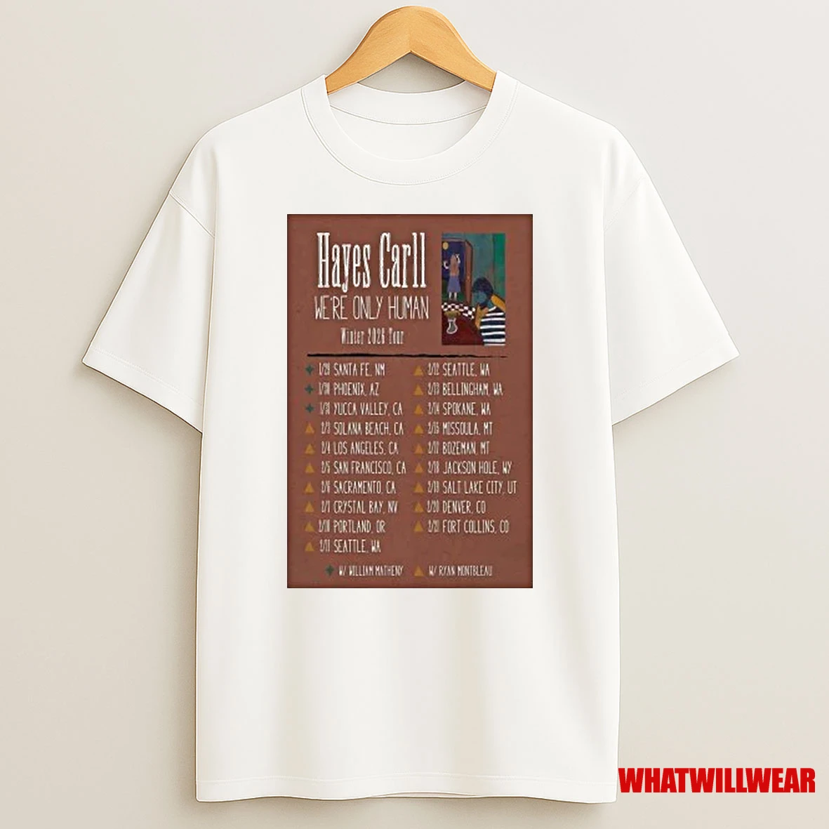 Hayes Carll Were Only Hunman Winter Tour 2026 Shirts