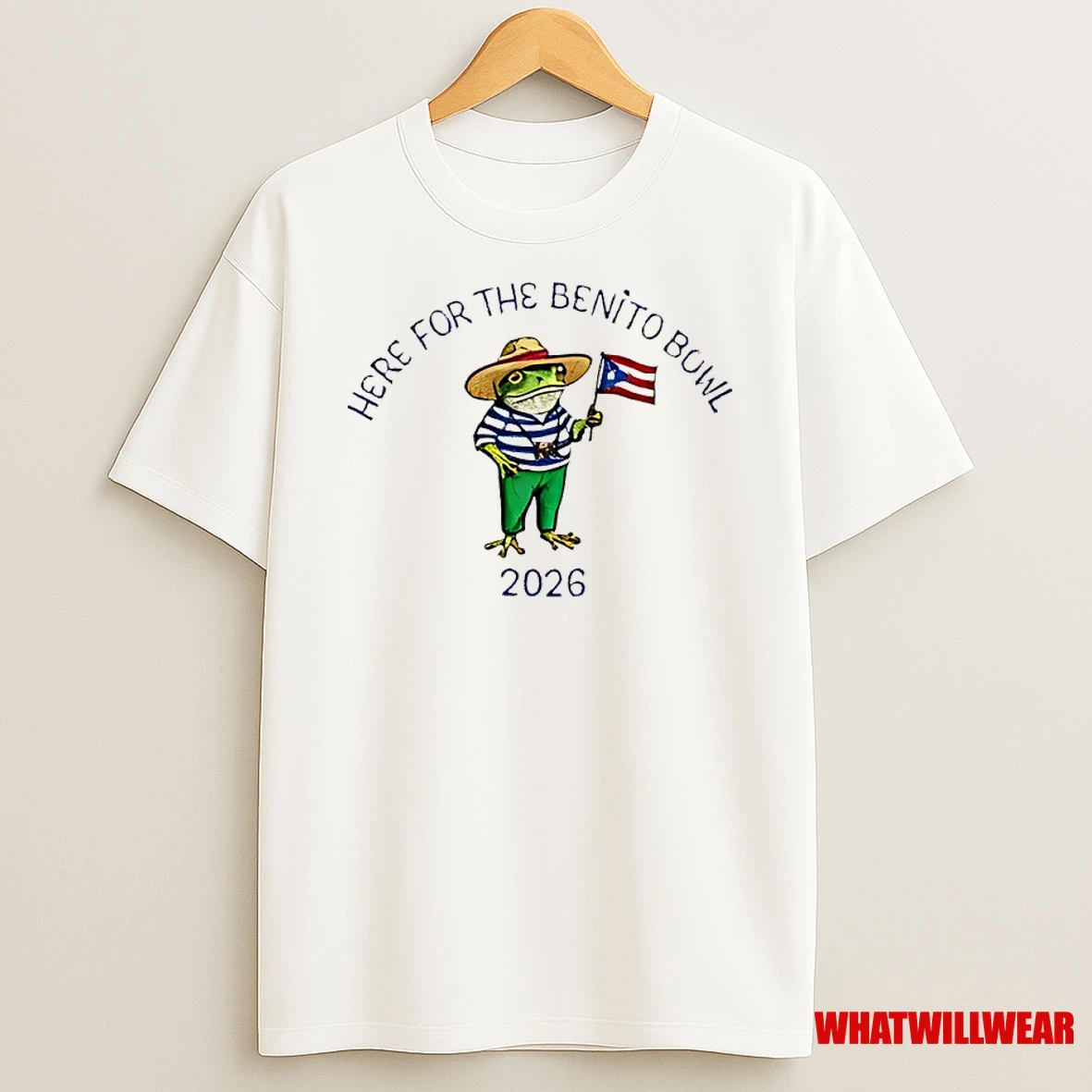 Here For The Benito Bowl 2026 Frog Puerto Rican Flag Shirts