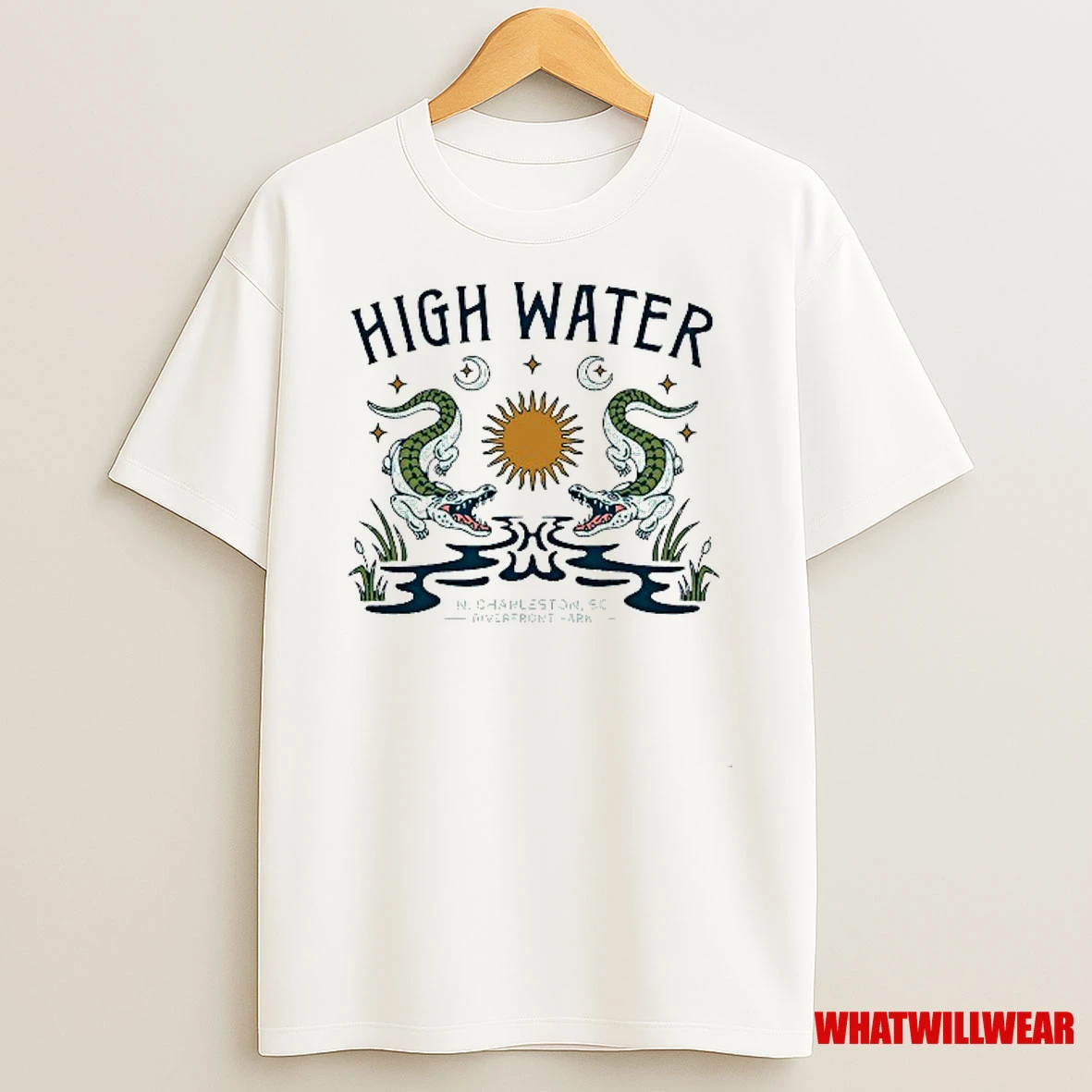 High Water N Charleston Sc Riverfront Park Swamp Gator Shirts