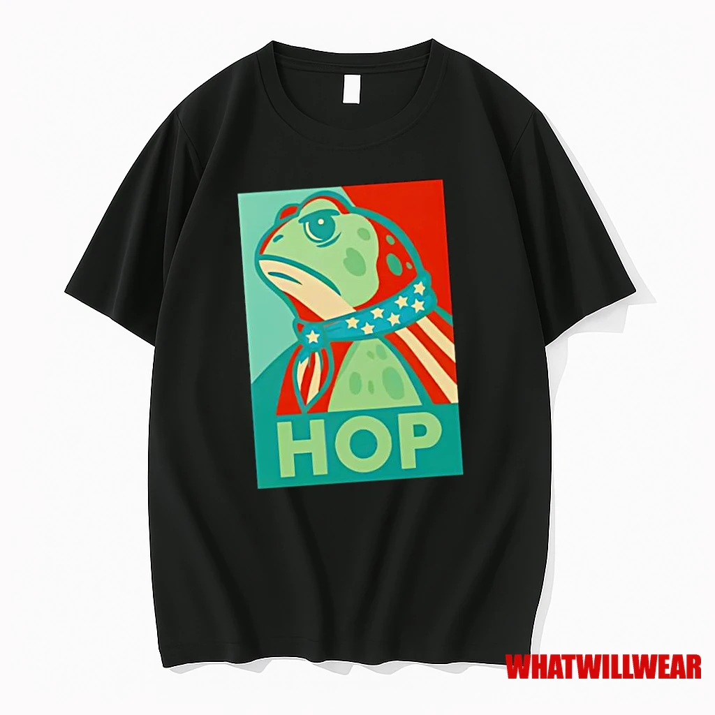 Hop Portland Frog Wearing American Flag Shirts
