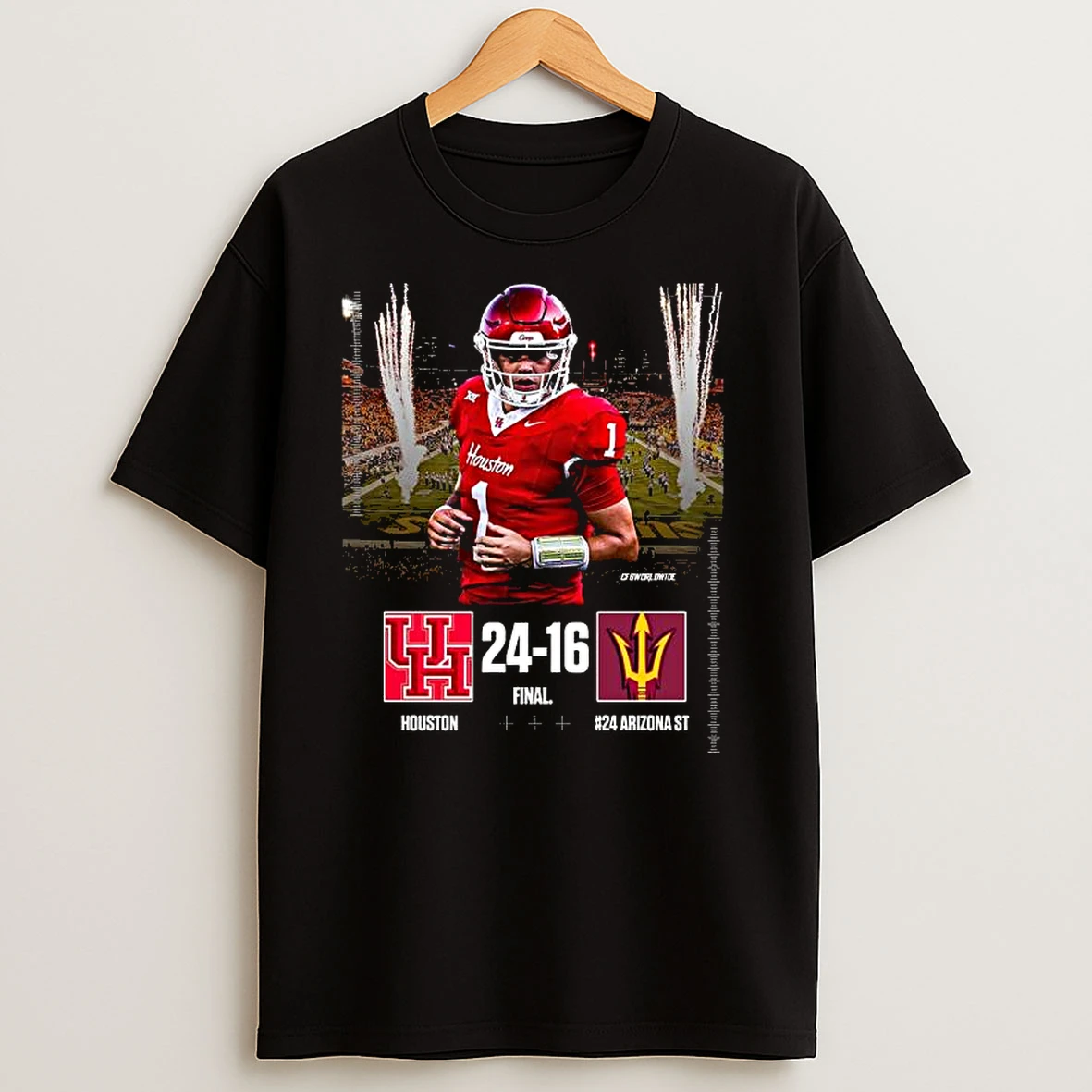 Houston Cougars Wins 24 16 Arizona State 2025 Gameday Football T Shirts