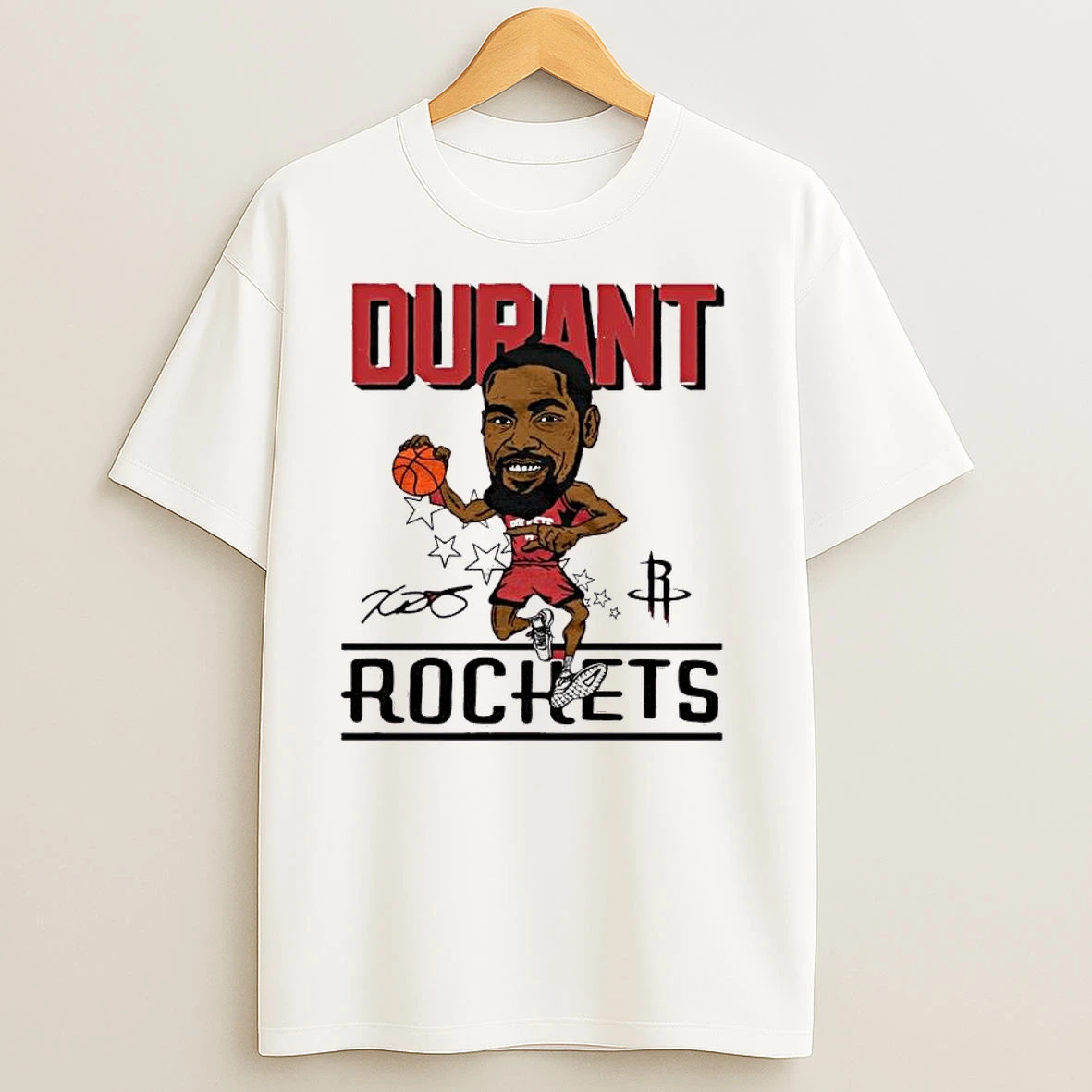 Houston Rockets Kevin Durant Caricature Signature T Shirts