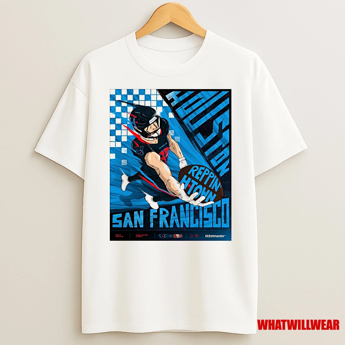 Houston Texans Vs San Francisco 49ers Week 8 Reppin H Town San Francisco October 26 2025 Shirts