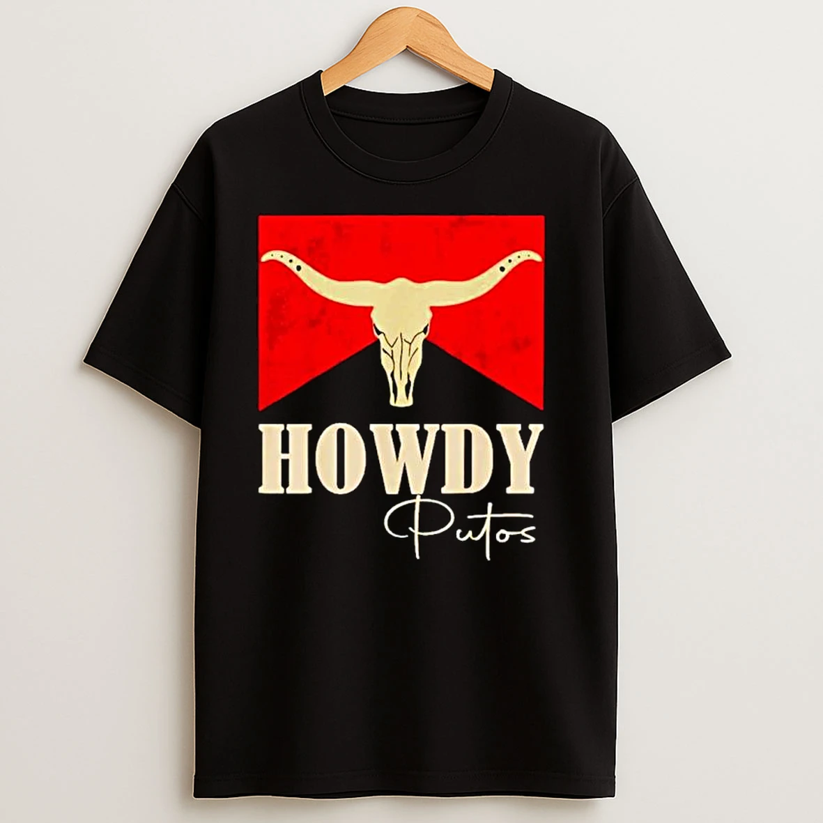 Howdy Putos Bull Skull Country Western Graphic Ornaments T Shirts
