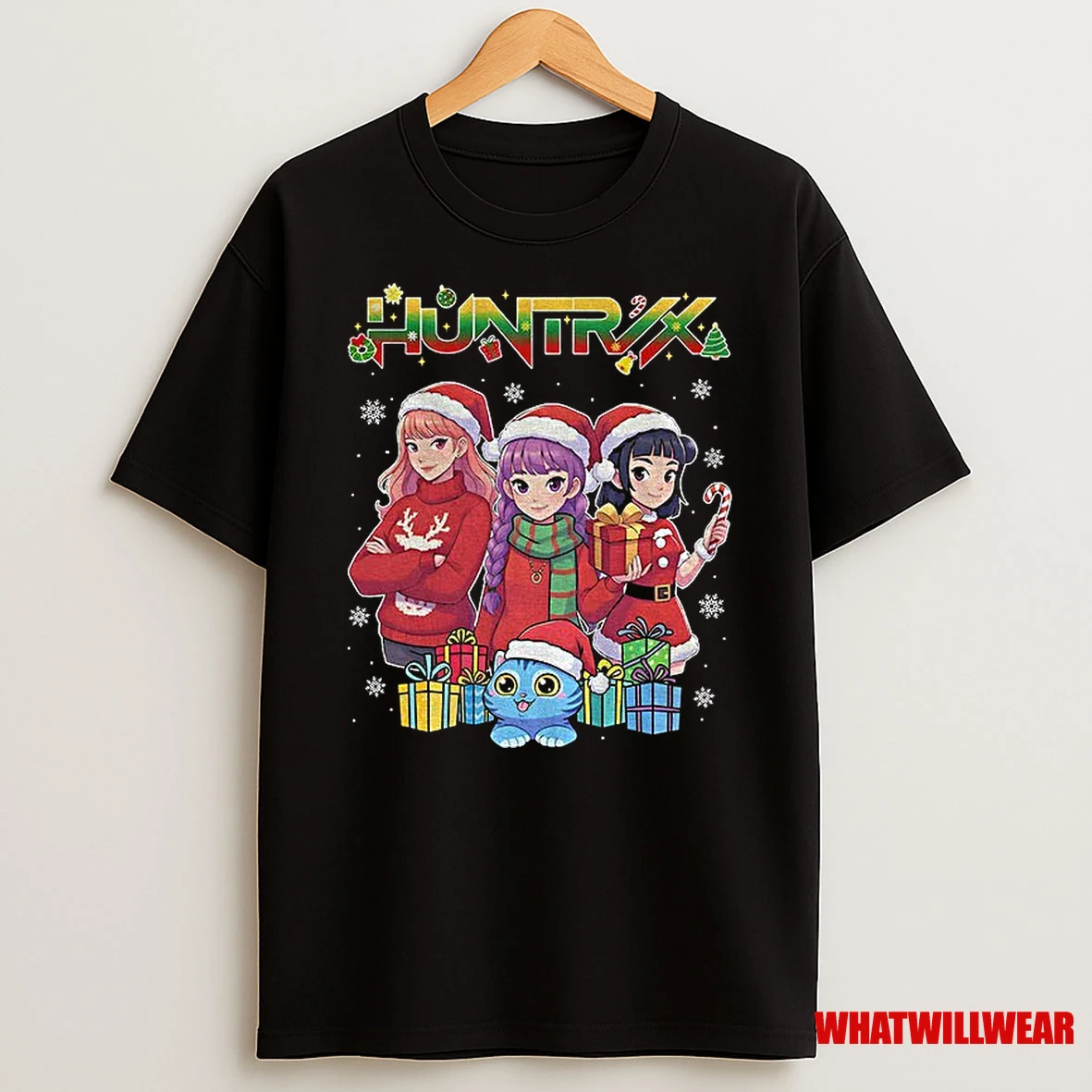 Huntrix Kpop Demon Hunters Derpy Tiger Merry Christmas Shirts