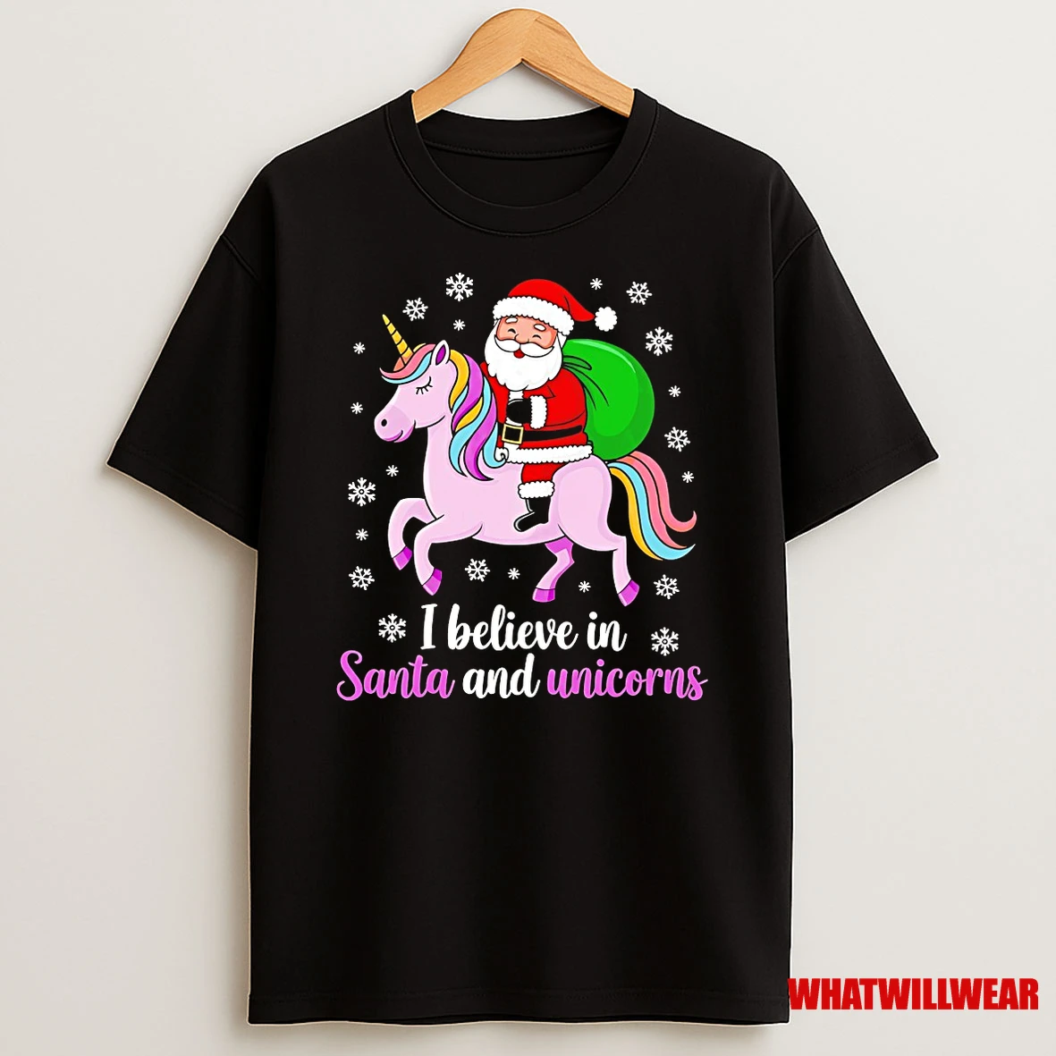 I Believe In Santa And Unicorns Christmas Shirts
