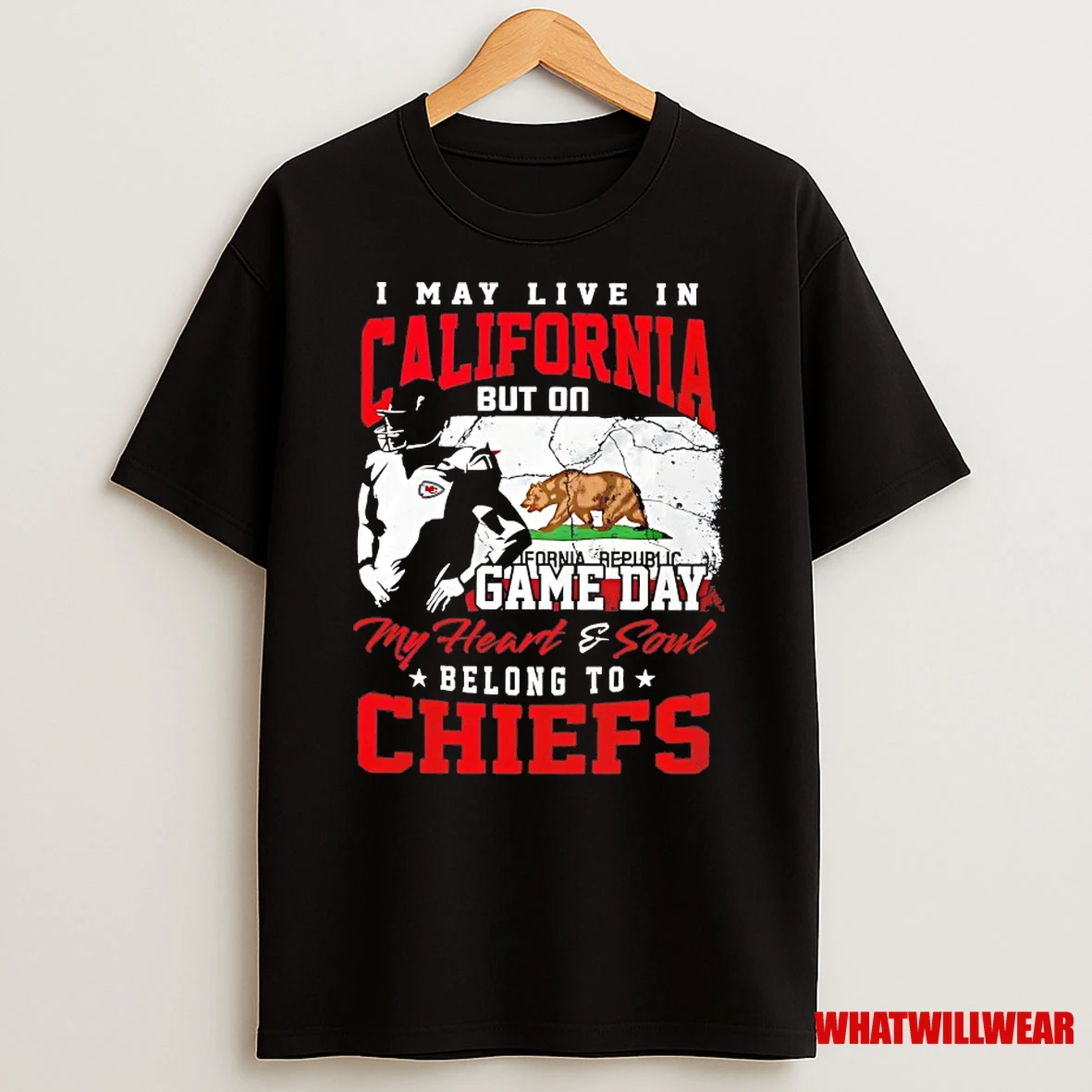I May Live In California But On Game Day My Heart And Soul Belong To Kansas City Chiefs Shirts