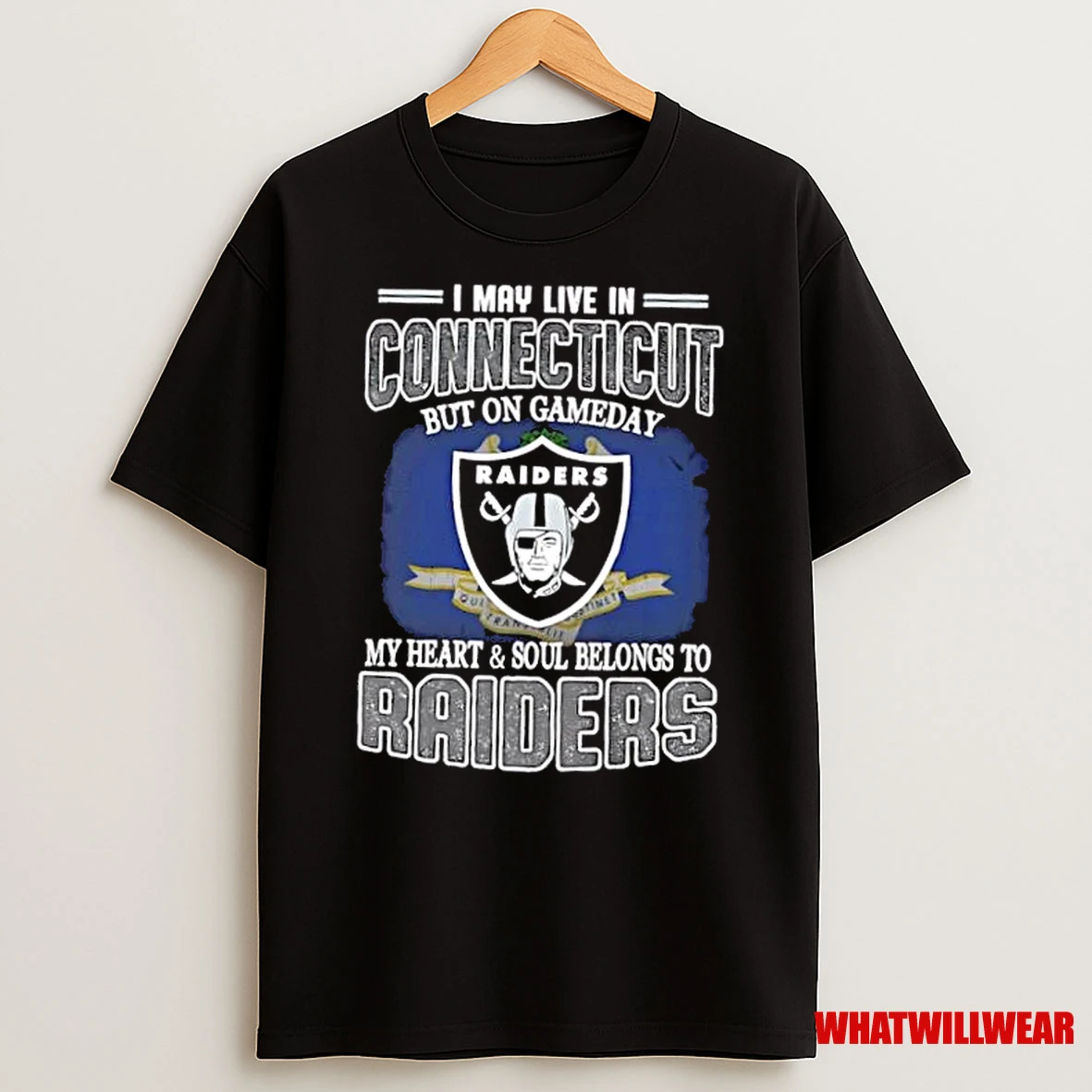 I May Live In Connecticut But On Gameday My Heart And Soul Belongs To Raiders Shirts