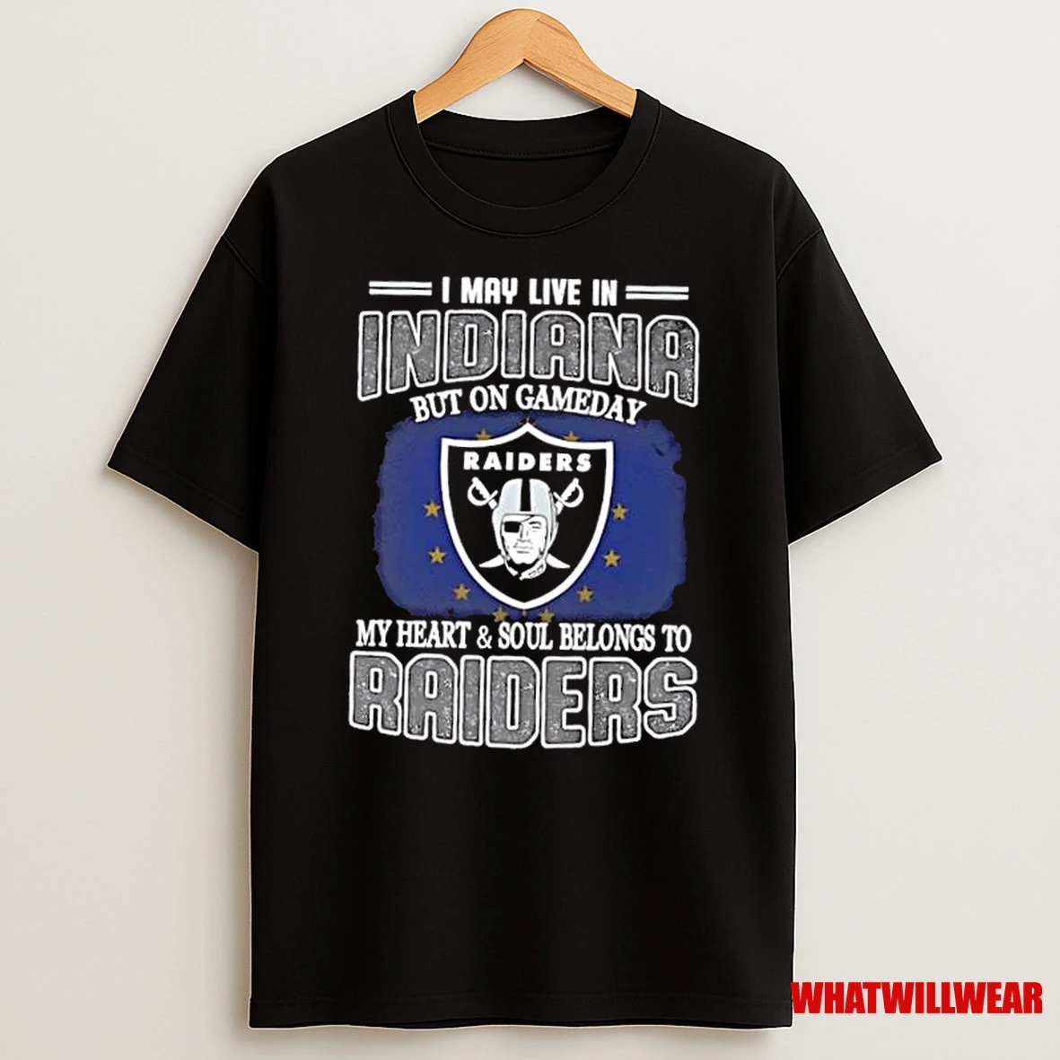 I May Live In Indiana But On Gameday My Heart And Soul Belongs To Raiders Shirts