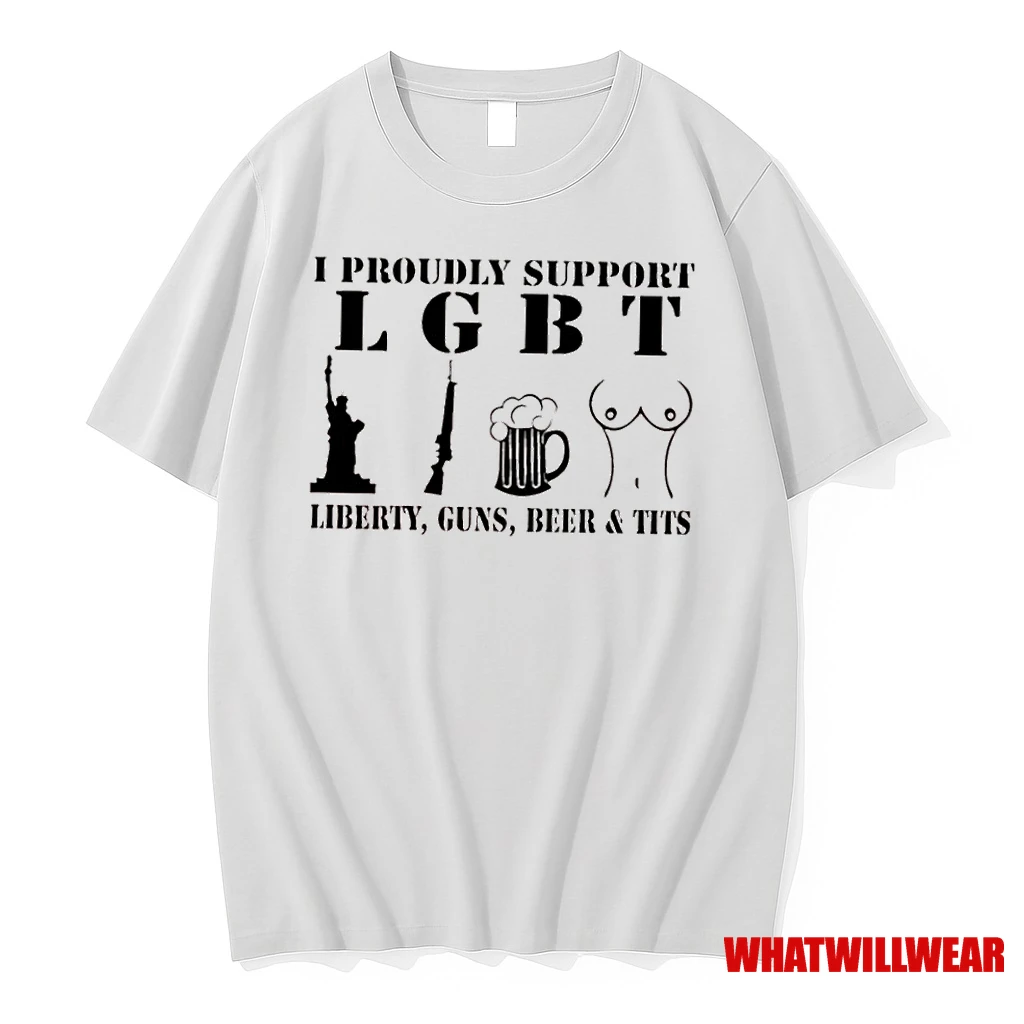 I Proudly Support Lgbt Liberty Guns Beer Tits Shirts