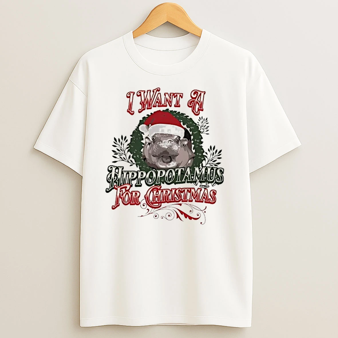 I Want A Hippopotamus Wreath For Christmas T Shirts