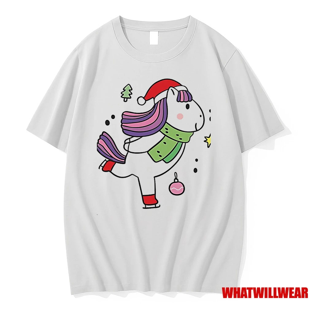 Ice Skating Unicorn Santa Hat Christmas Shirts