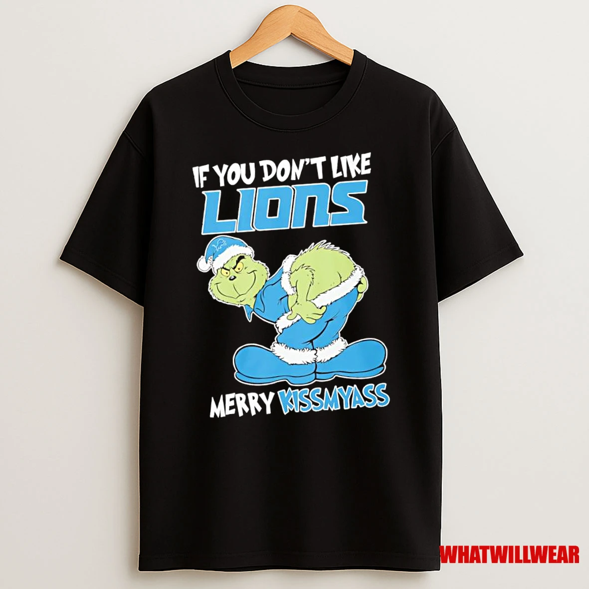 If You Dont Like Detroit Lions Merry Kissmyass Grinch Shirts