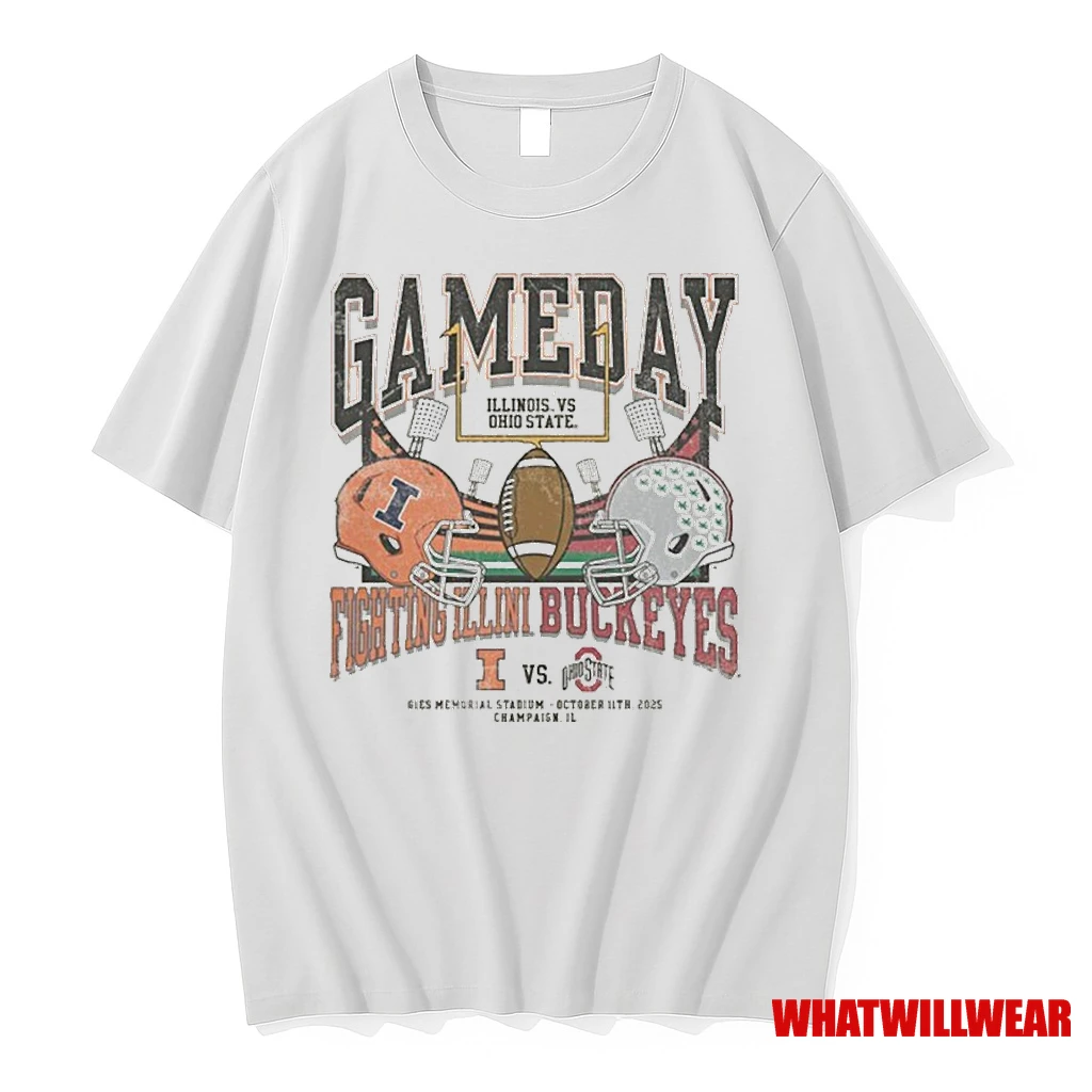 Illinois Fighting Illini Football Vs Ohio State Buckeyes Gies Memorial Stadium Oct 11th 2025 Champaign Il Gameday Shirts
