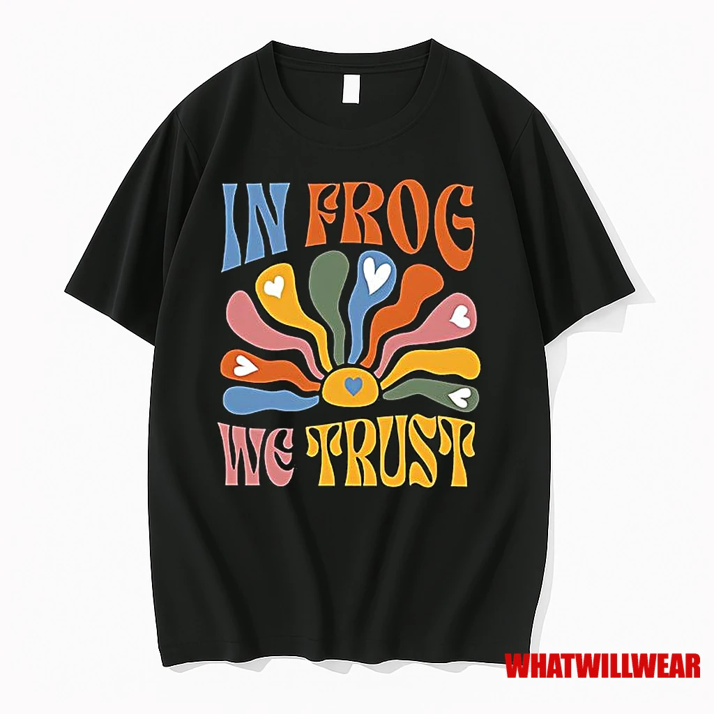 In Frog We Trust Retro Hippie Frog Shirts