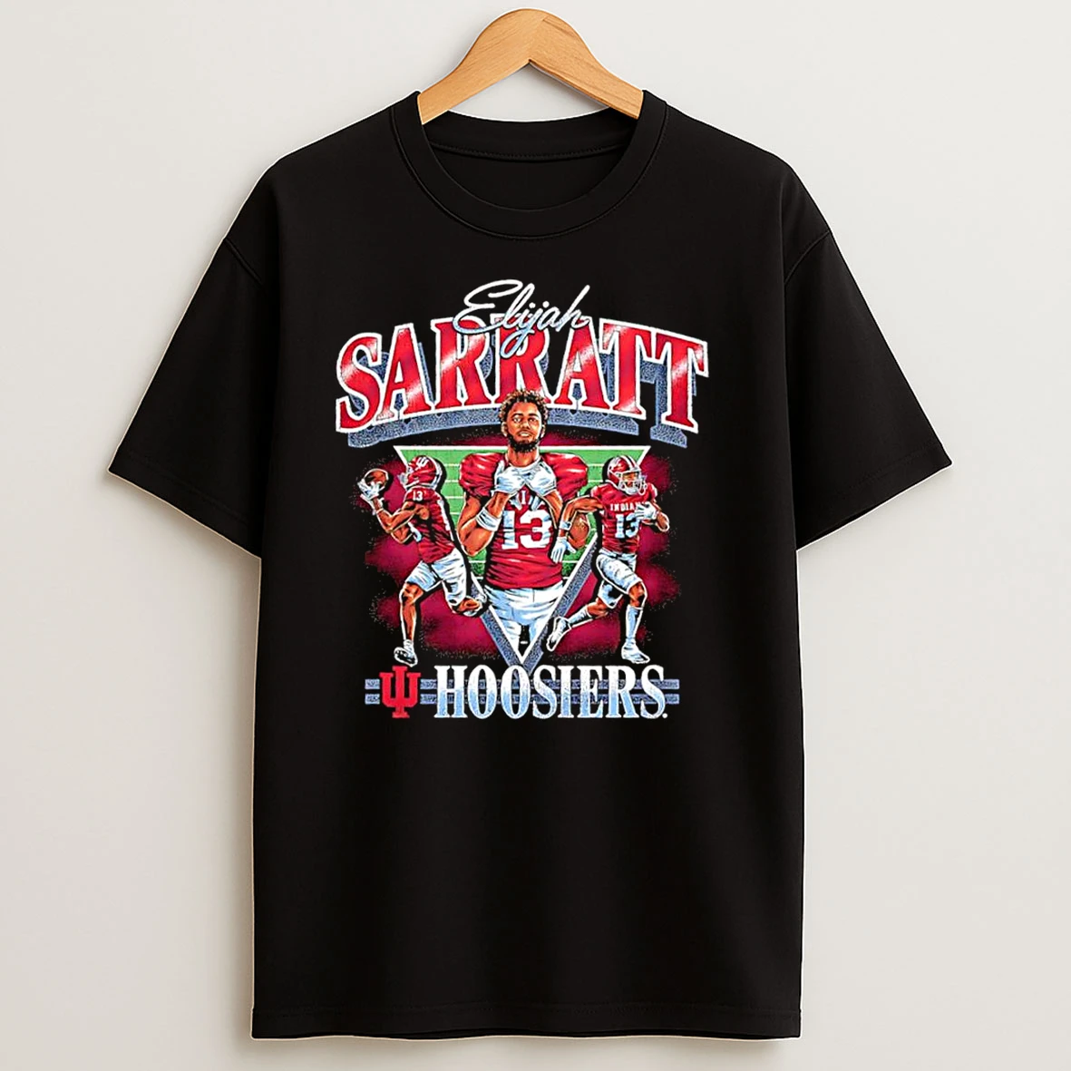 Indiana Hoosiers 13 Elijah Sarratt Graphic Nil Logo T Shirts