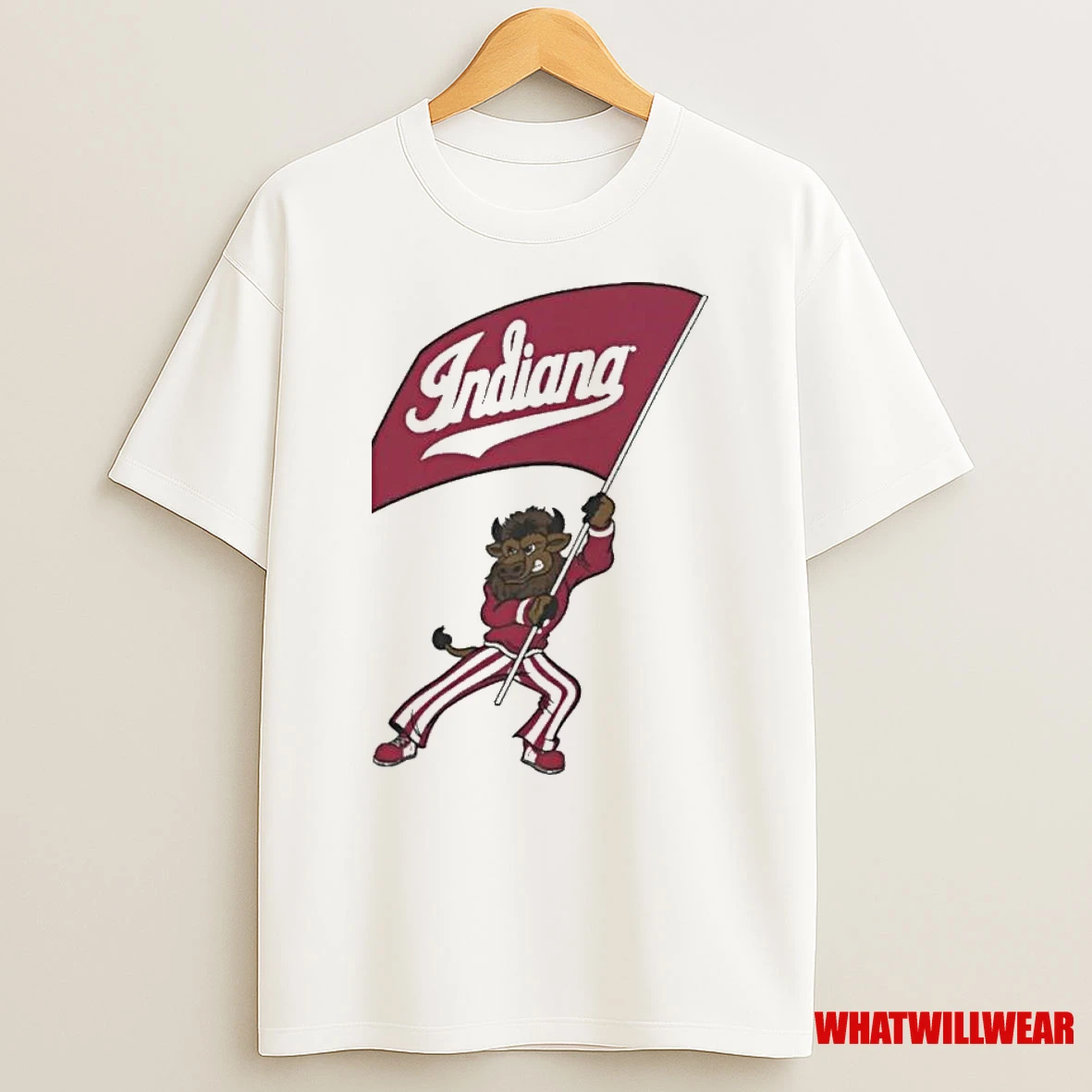 Indiana Hoosiers Hoosier The Bison Flag Waving Mascot Shirts