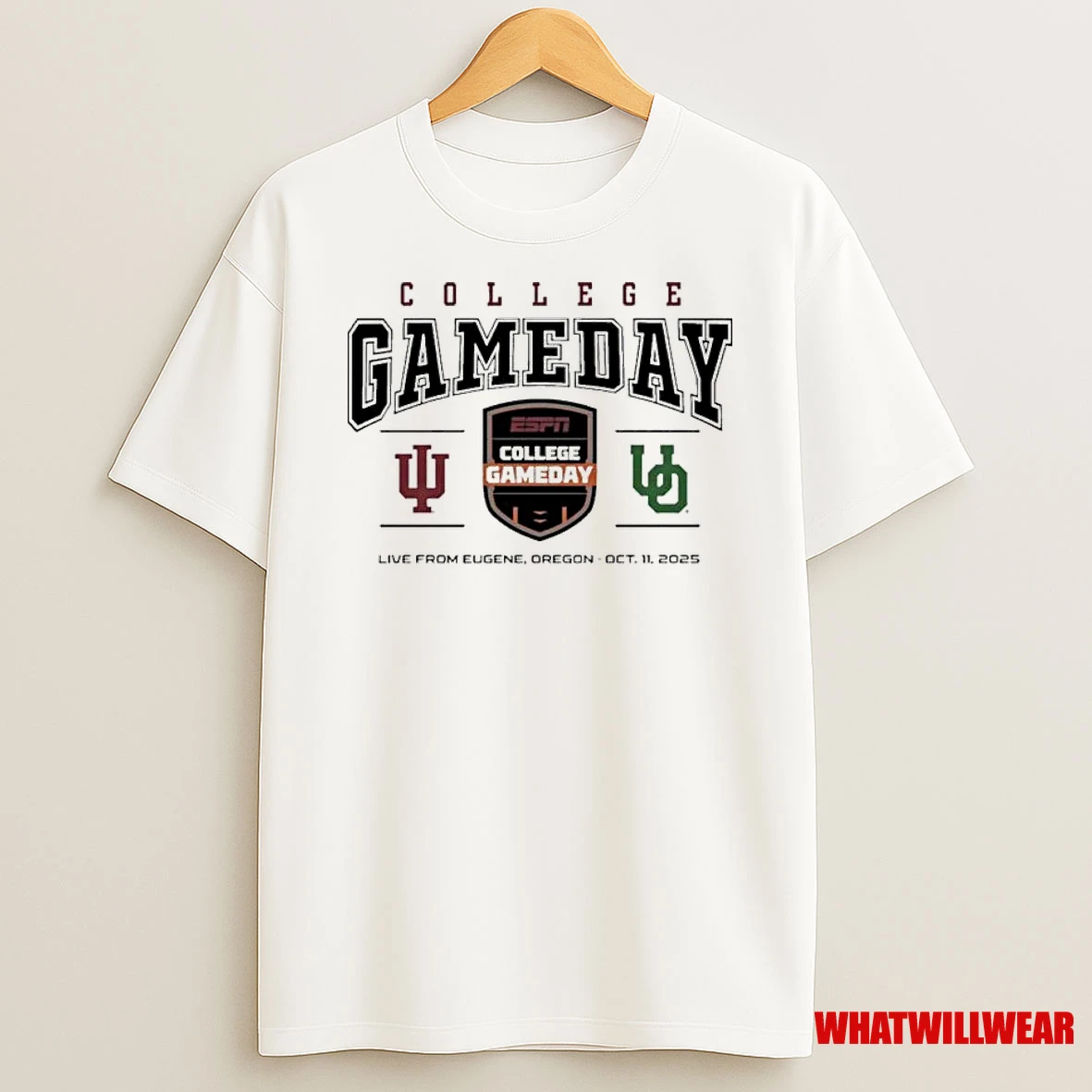 Indiana Hoosiers At Oregon Ducks College Gameday Live From Eugene Oregon Oct 11 2025 Shirts