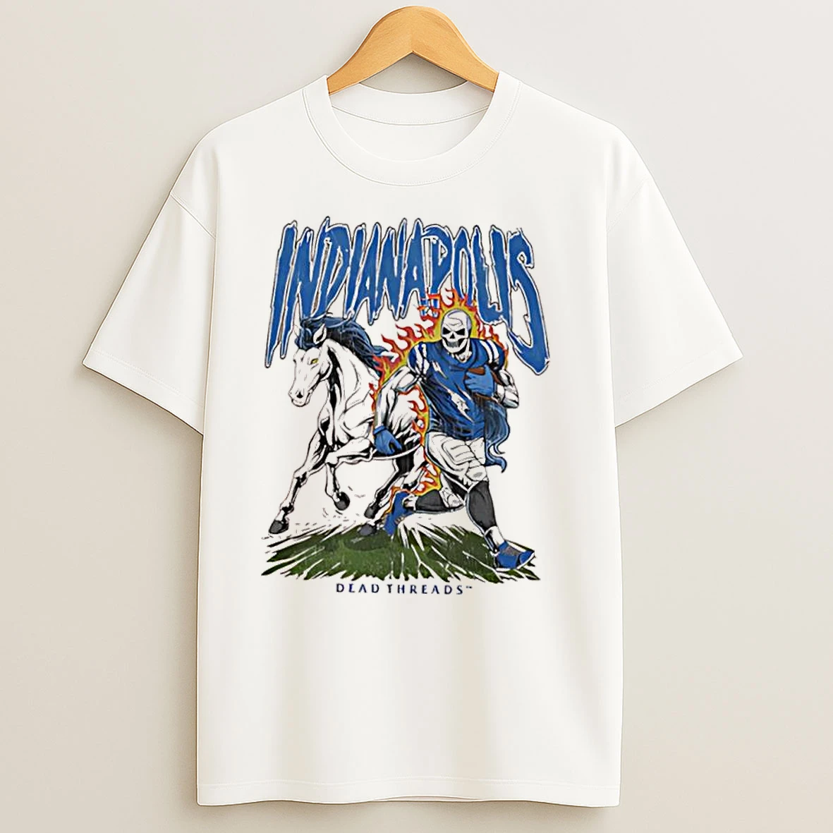 Indianapolis Colts Skeleton Player With Horse T Shirts
